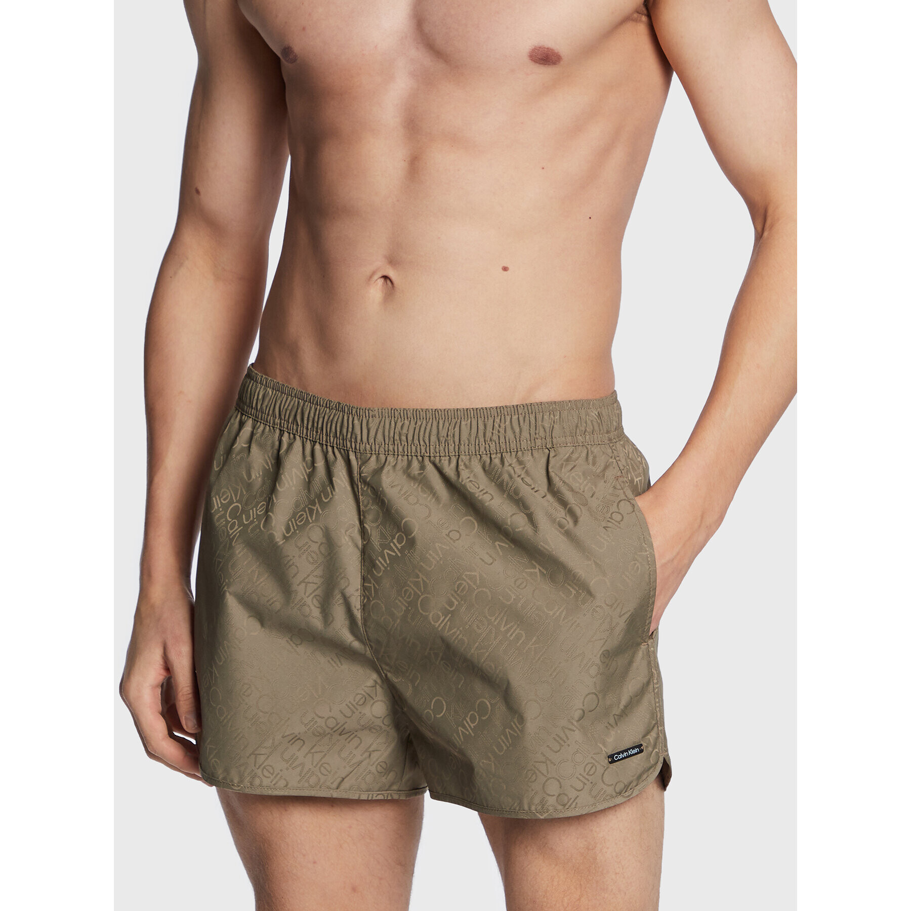 Calvin Klein Swimwear Úszónadrág Runner KM0KM00847 Zöld Regular Fit - Pepit.hu