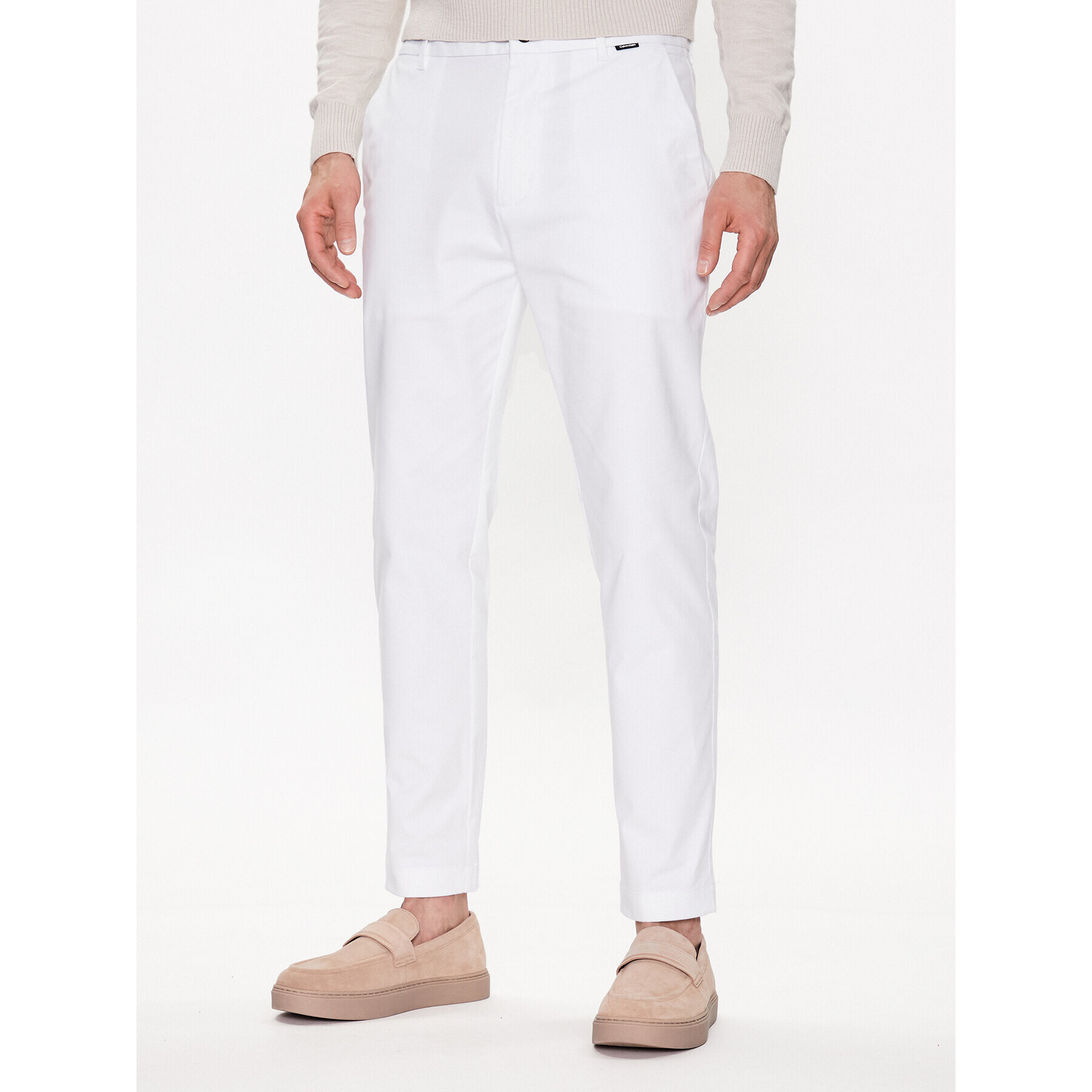 Calvin Klein Szövet nadrág Modern Twill Cropped Tapered K10K110969 Fehér Tapered Fit - Pepit.hu