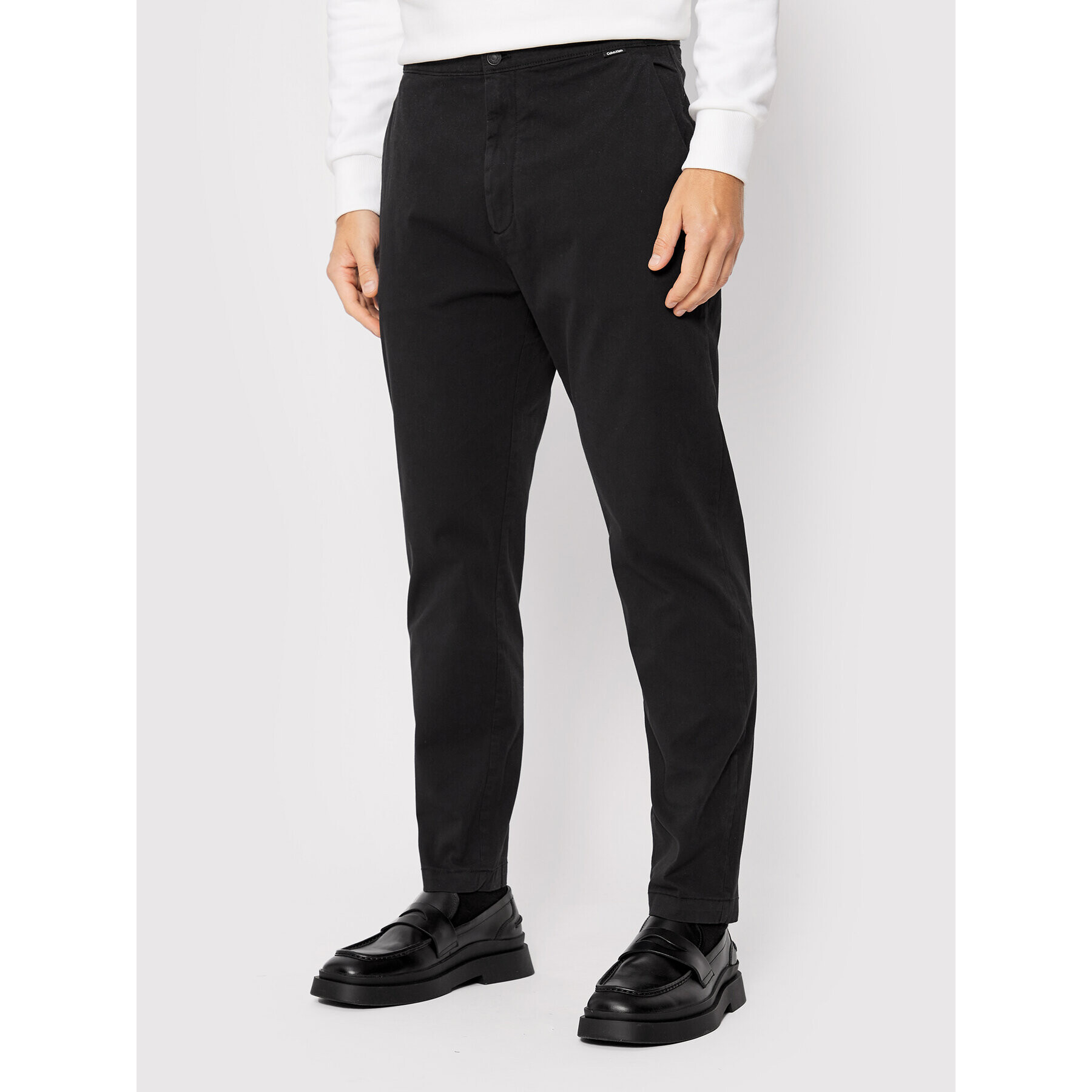 Calvin Klein Szövet nadrág Modern Twill K10K108153 Fekete Regular Fit - Pepit.hu