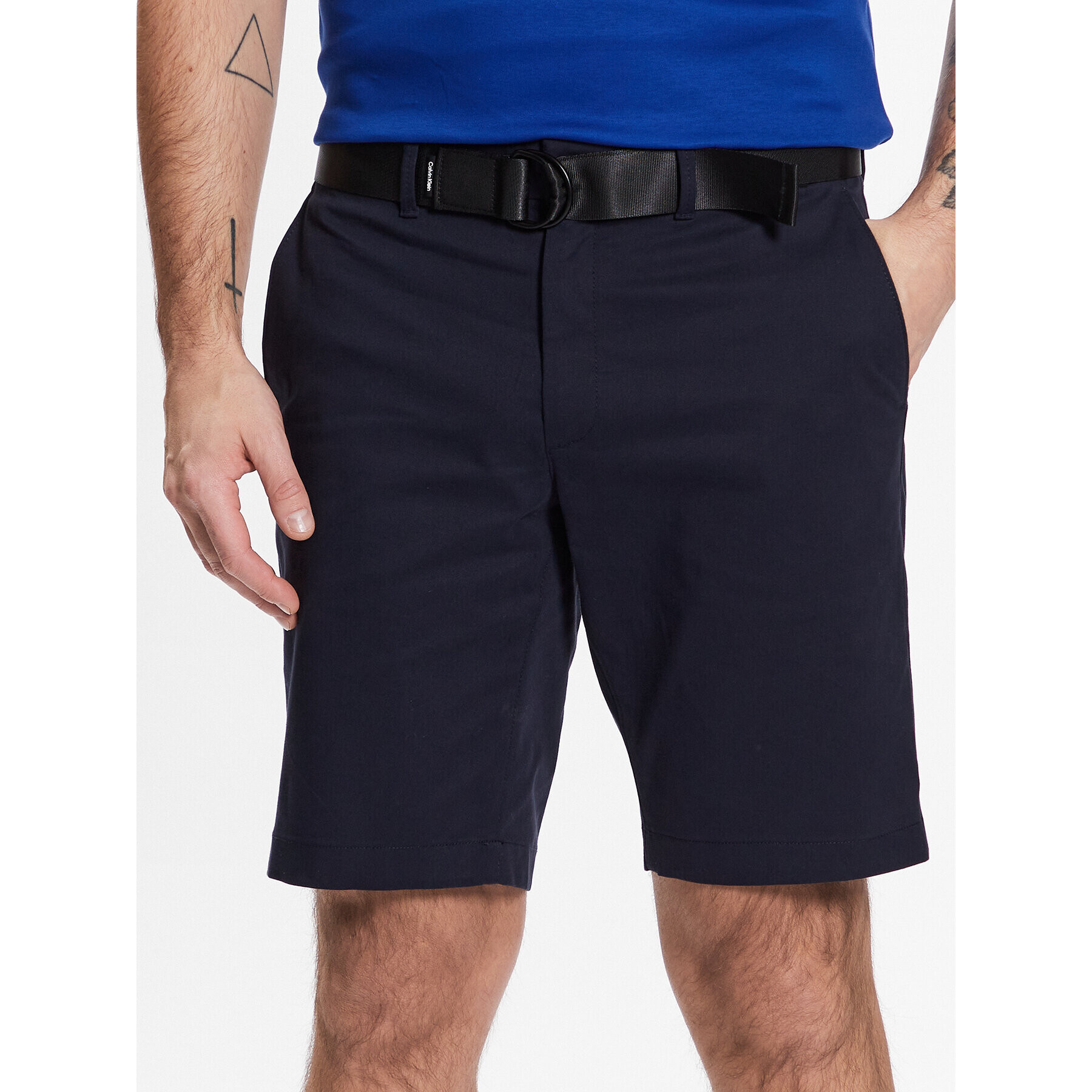 Calvin Klein Szövet rövidnadrág Modern Twill Slim Shorts Belt K10K111788 Sötétkék Slim Fit - Pepit.hu