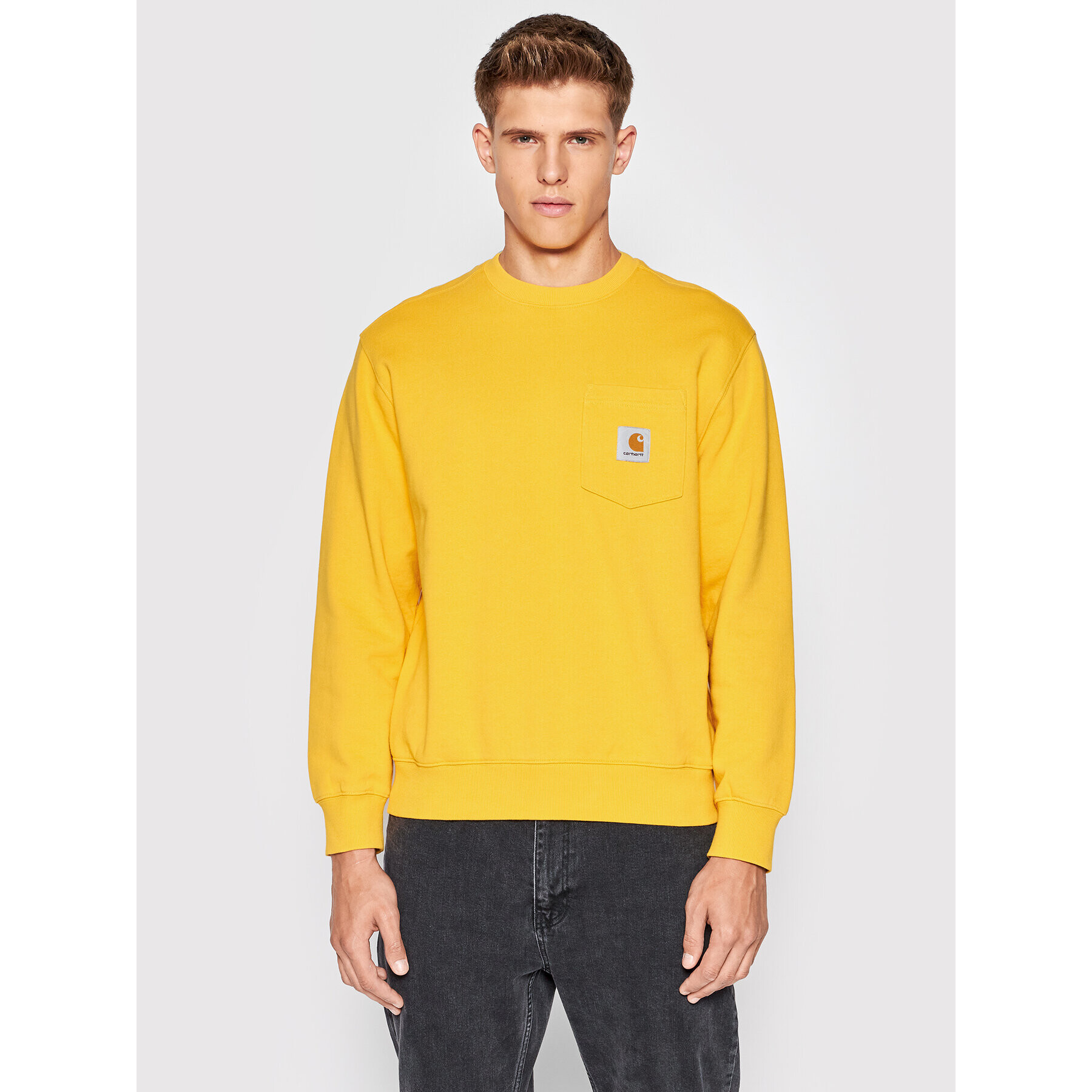 Carhartt WIP Pulóver Pocket Sweat I027681 Sárga Loose Fit - Pepit.hu