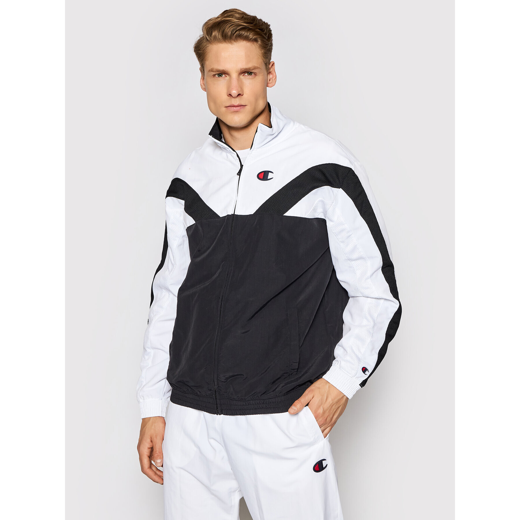 Champion Átmeneti kabát Zip-Up Colour Block And Strpie Track 214261 Fekete Custom Fit - Pepit.hu