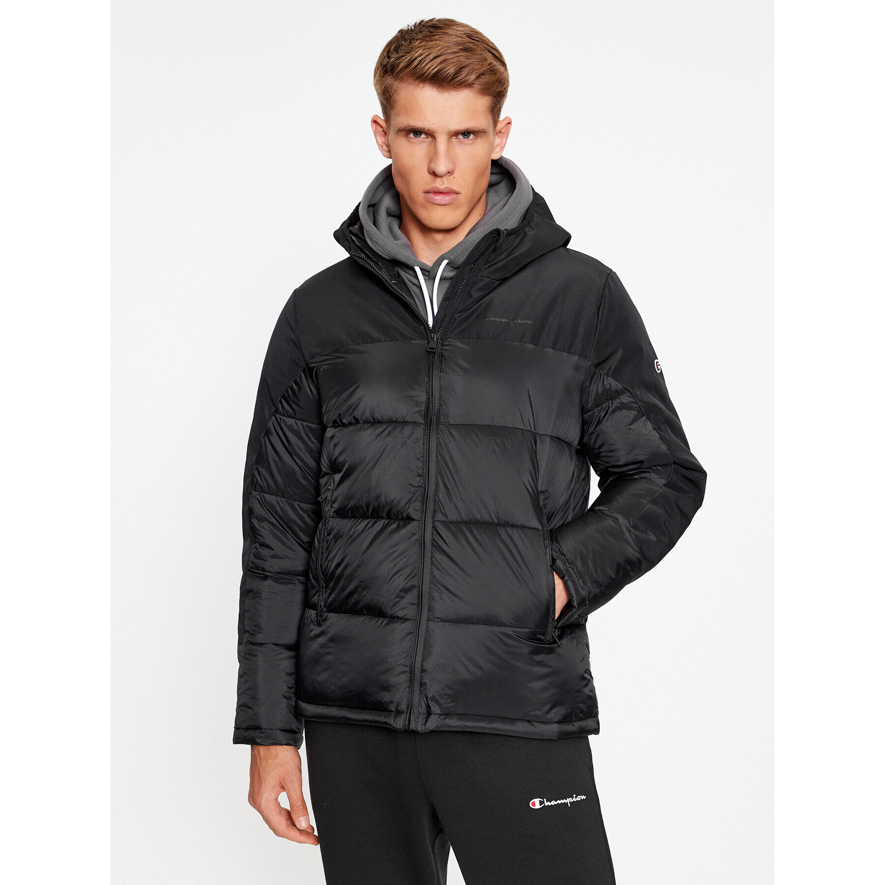 Champion Pehelykabát Hooded Jacket 219190 Fekete Regular Fit - Pepit.hu