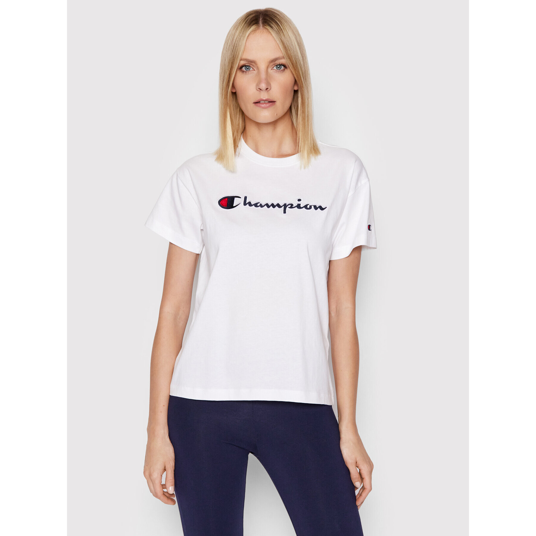 Champion Póló Big Script Logo 115351 Fehér Boxy Fit - Pepit.hu