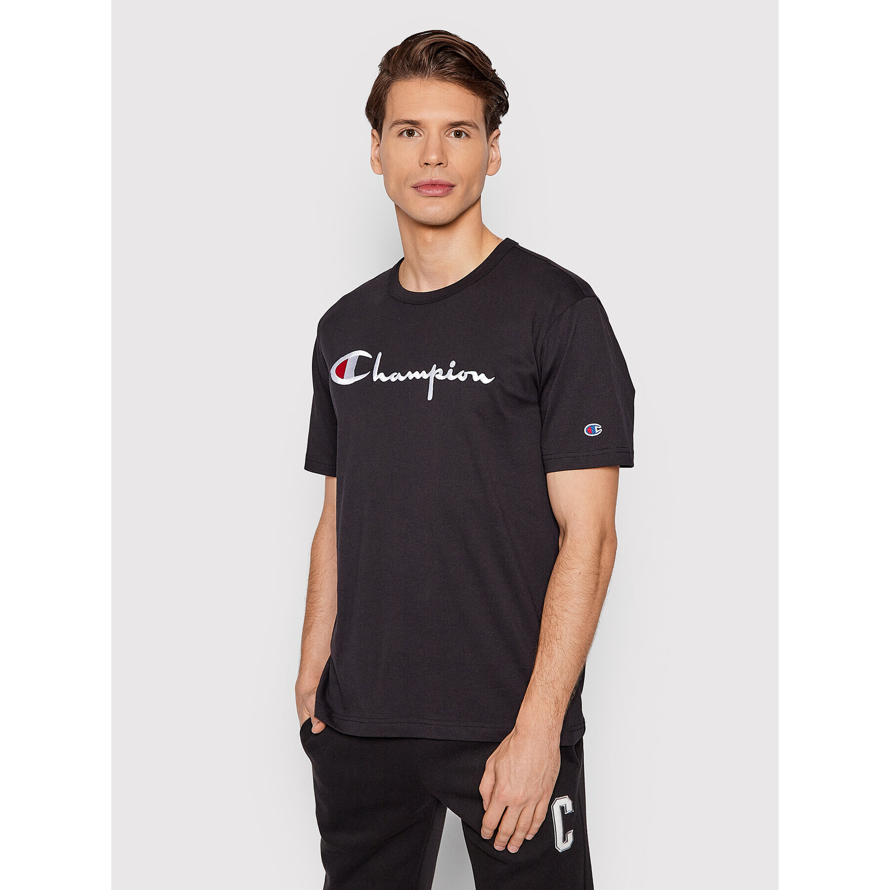 Champion Póló Big Script Logo 216547 Fekete Regular Fit - Pepit.hu