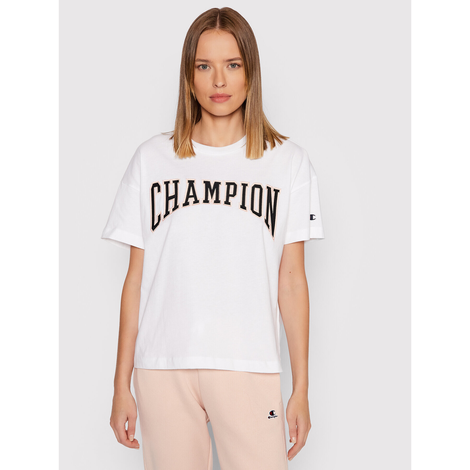 Champion Póló Collegiate Logo 114526 Fehér Oversize - Pepit.hu