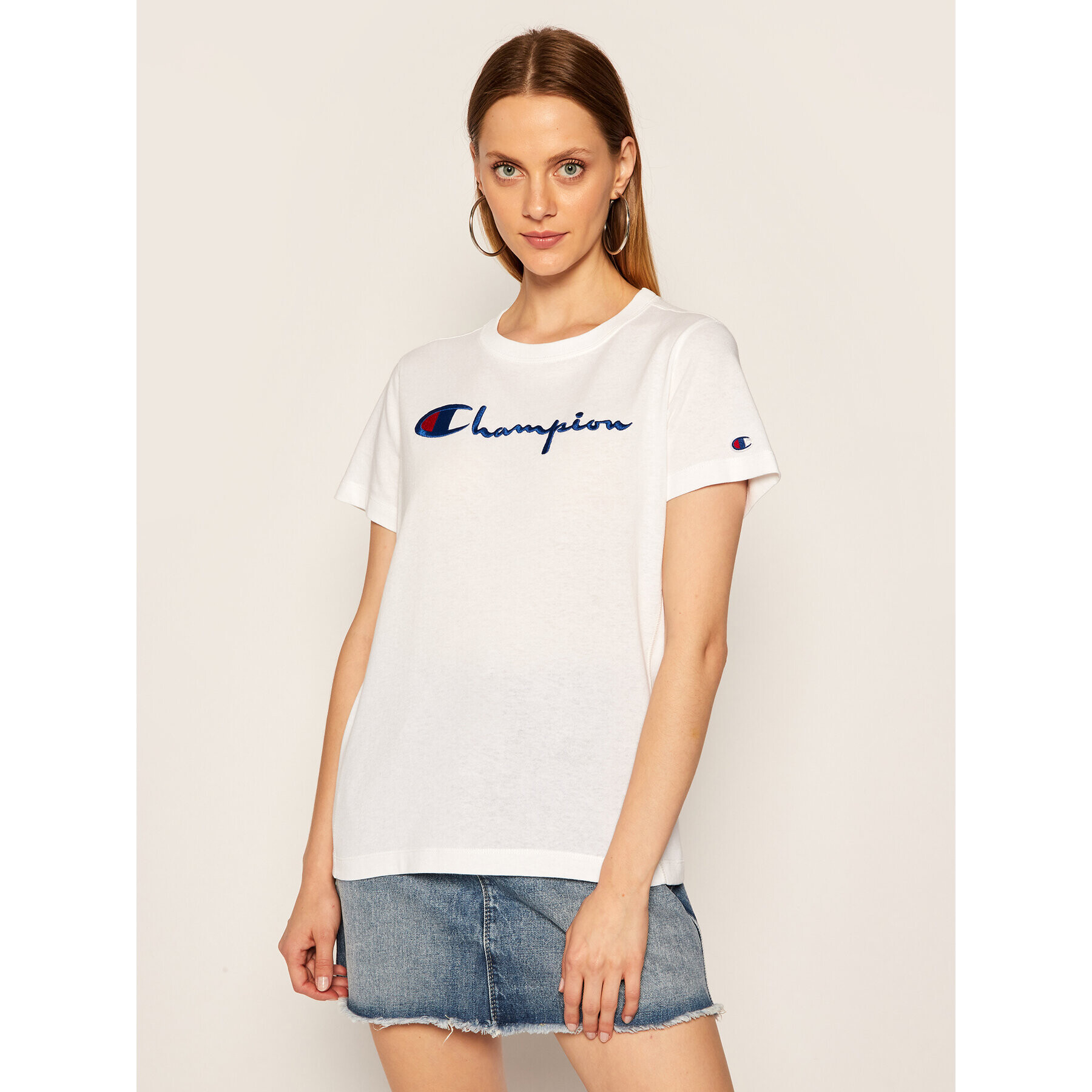 Champion Póló Script Logo 110992 Fehér Heritage Fit - Pepit.hu