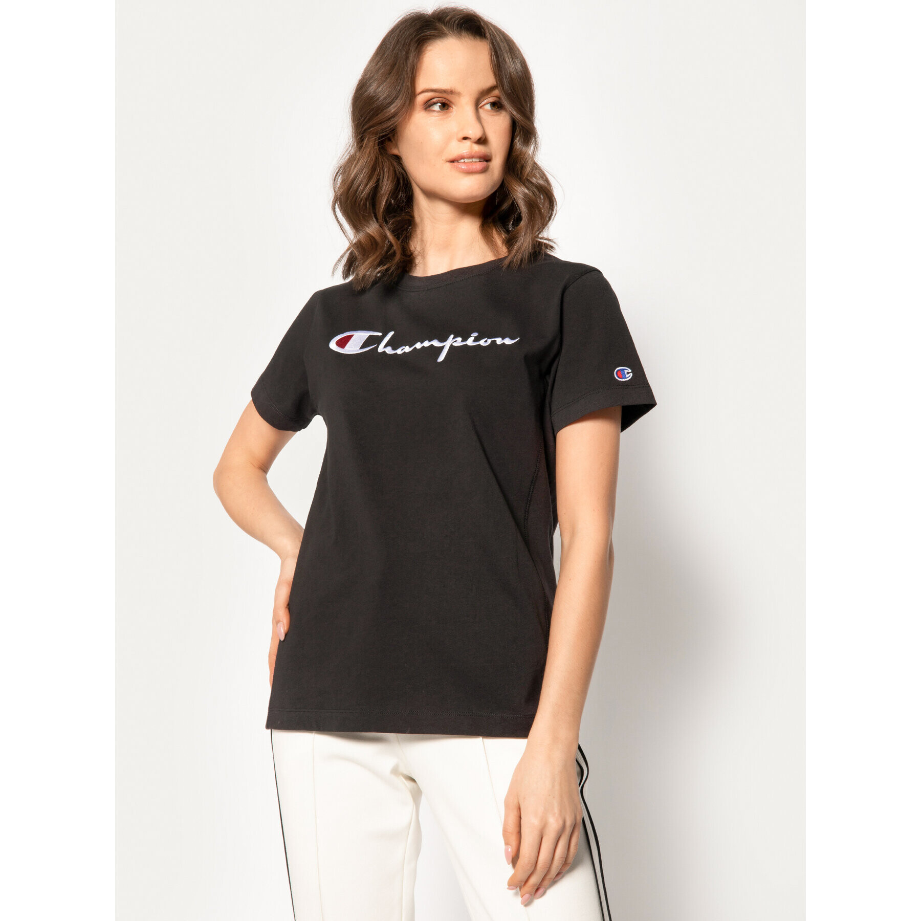 Champion Póló Script Logo 110992 Fekete Regular Fit - Pepit.hu