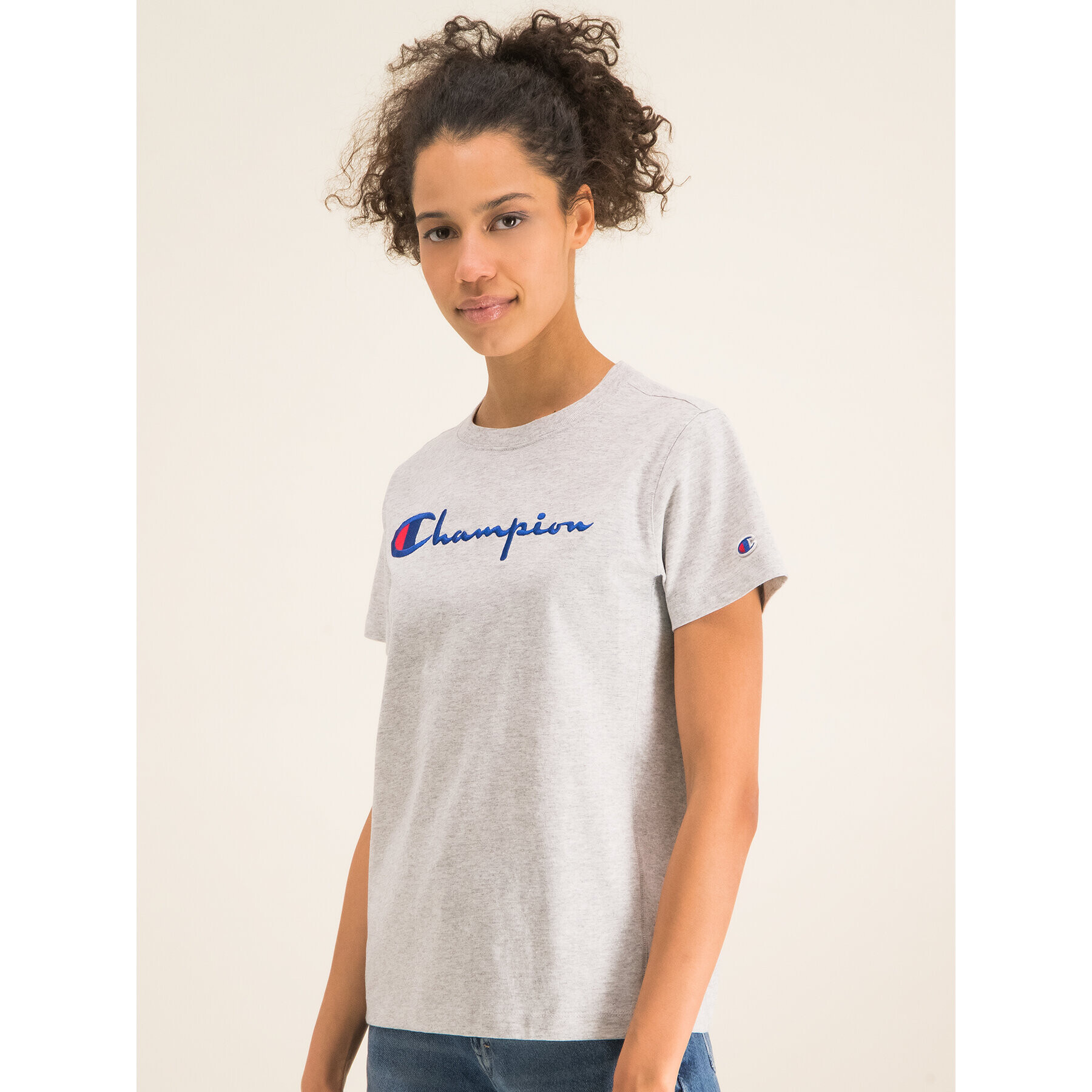 Champion Póló Script Logo 110992 Szürke Regular Fit - Pepit.hu