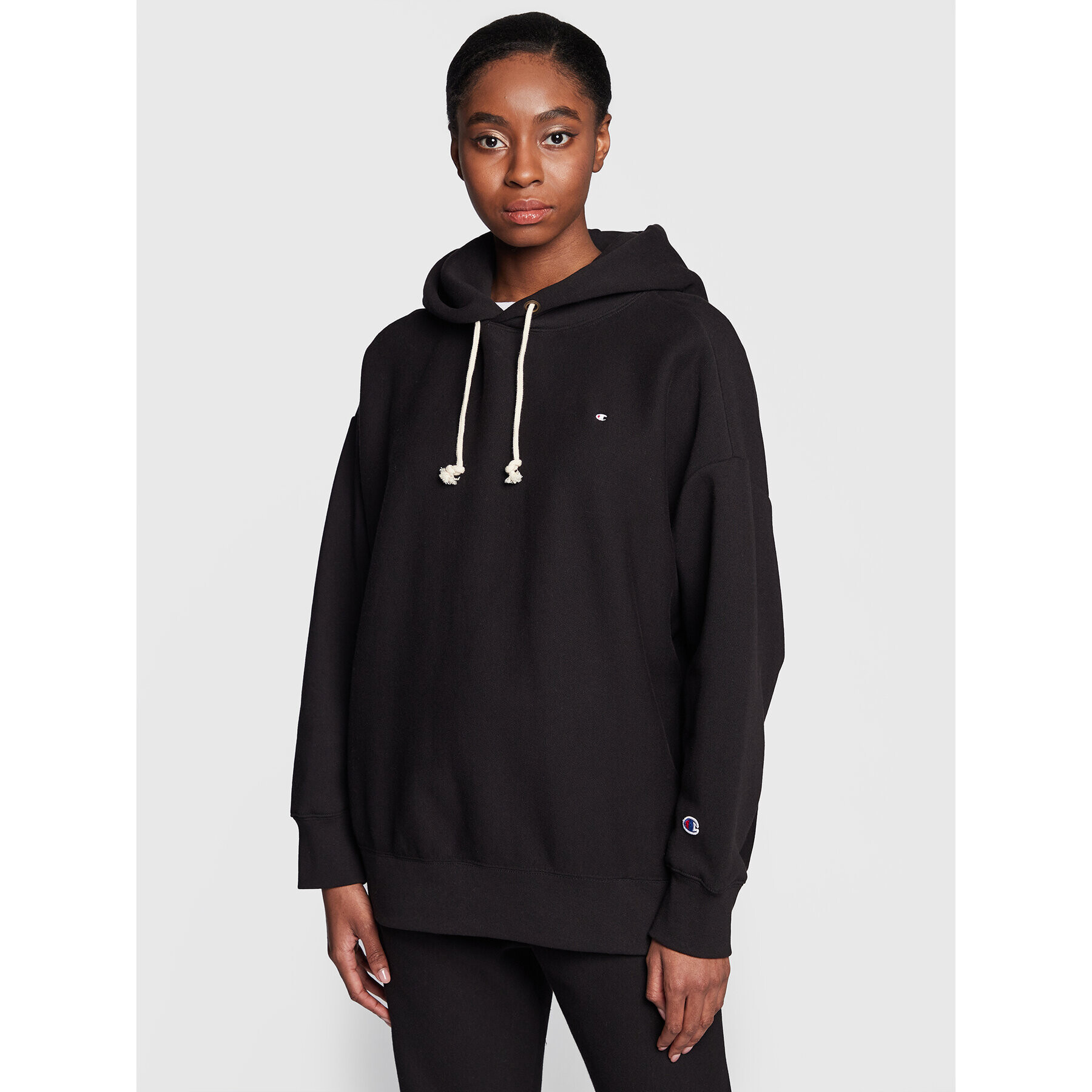 Champion Pulóver 115718 Fekete Oversize - Pepit.hu