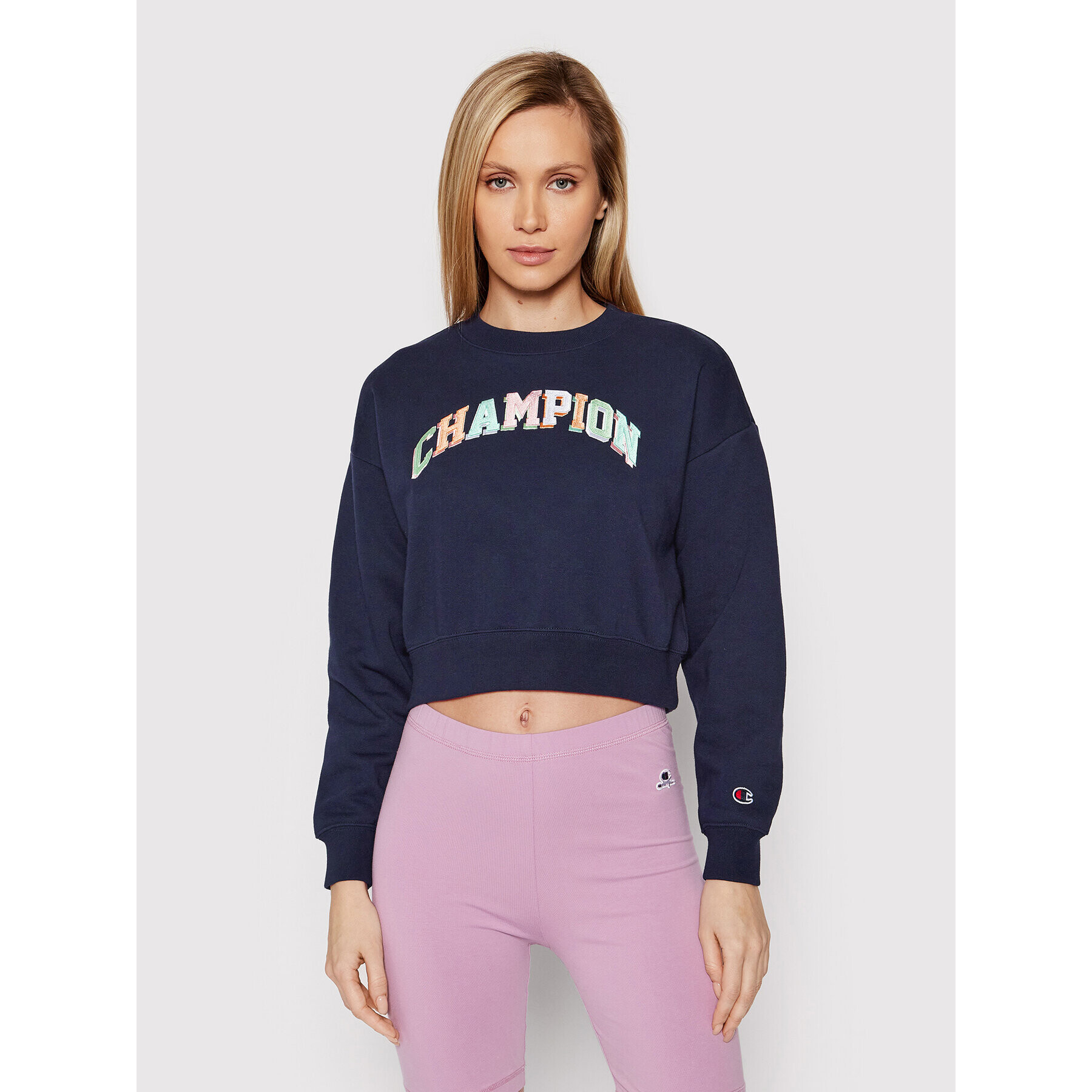 Champion Pulóver Cropped College Of Colors 114964 Sötétkék Custom Fit - Pepit.hu