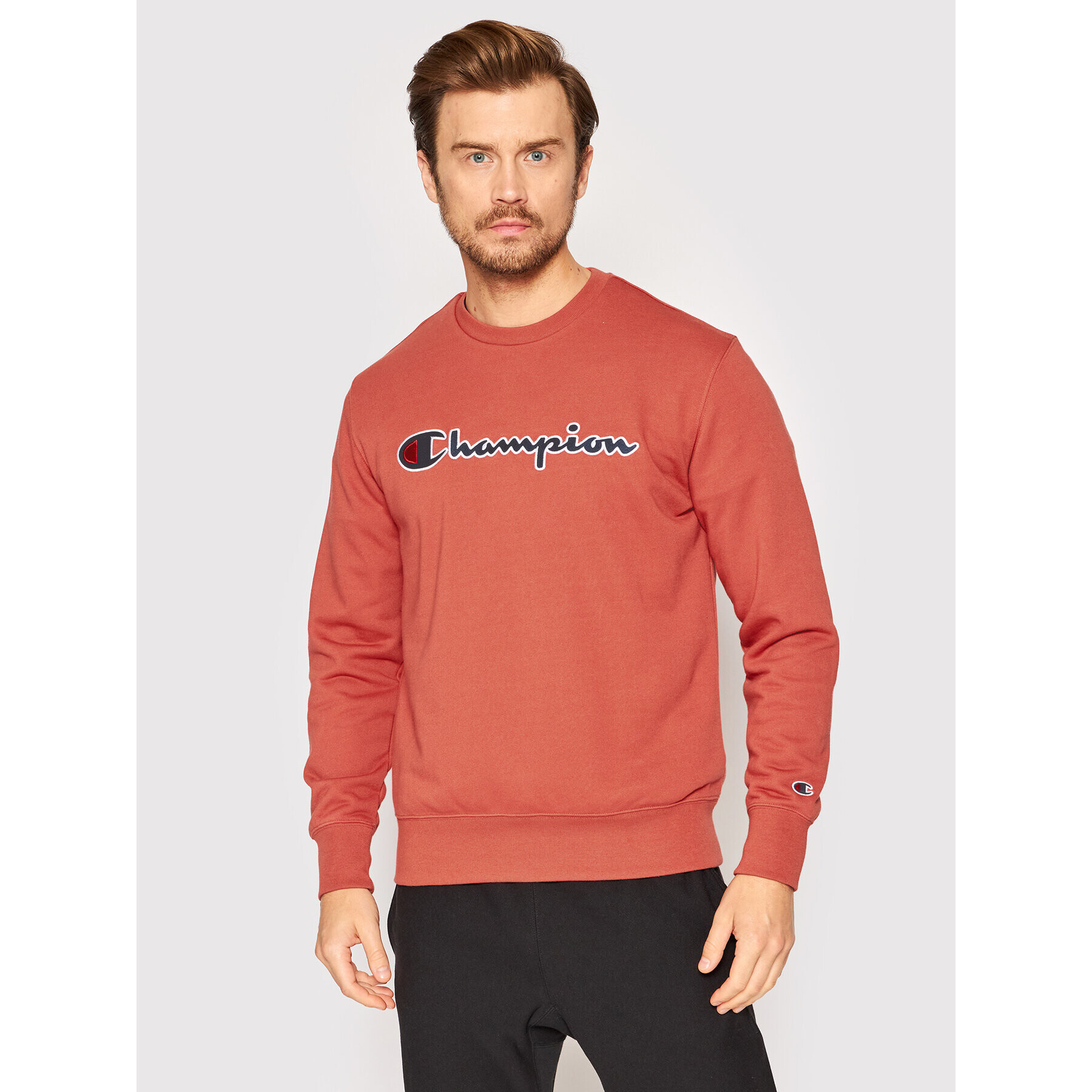 Champion Pulóver Embroidered Script Logo 217061 Narancssárga Comfort Fit - Pepit.hu