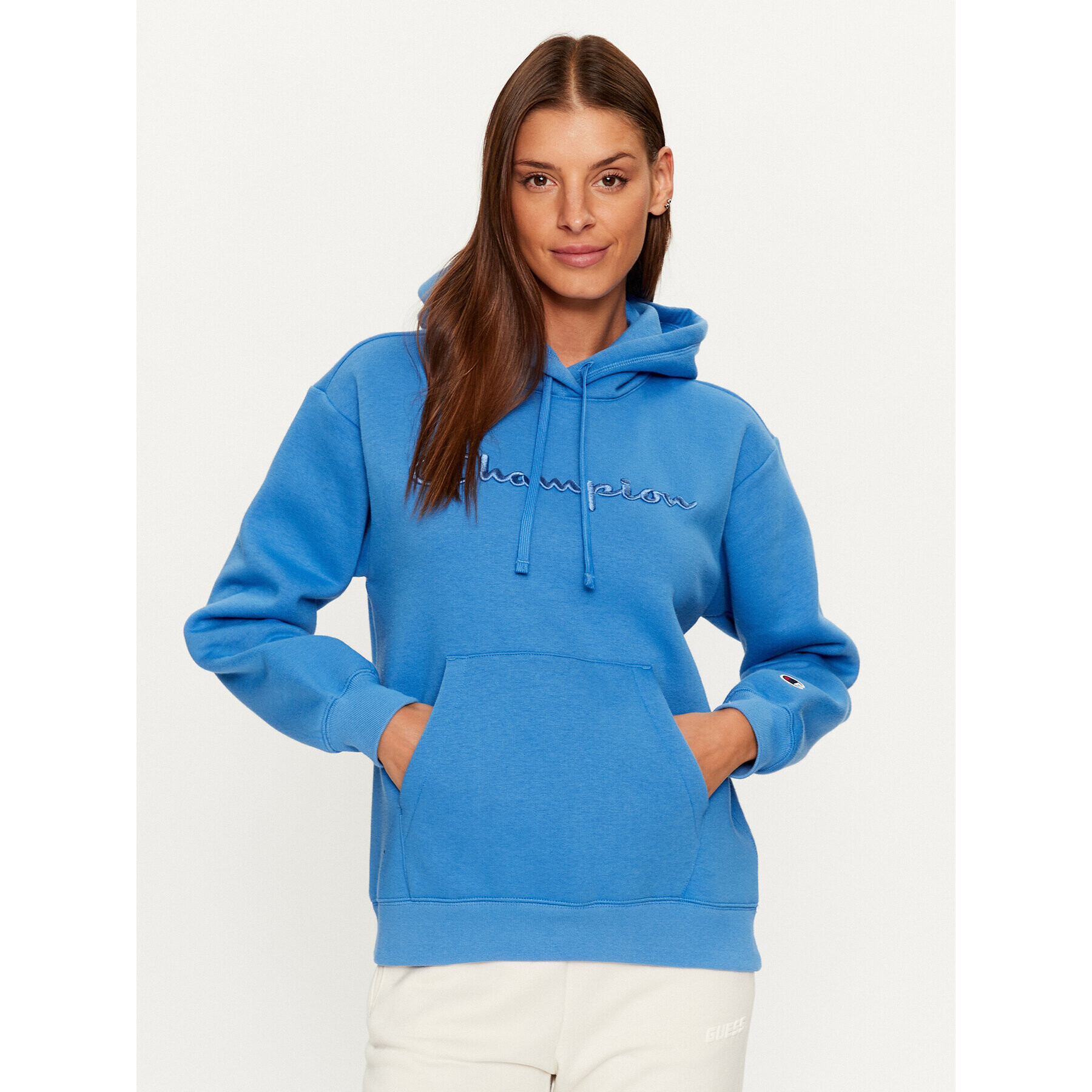 Champion Pulóver Hooded Sweatshirt 116677 Kék Custom Fit - Pepit.hu