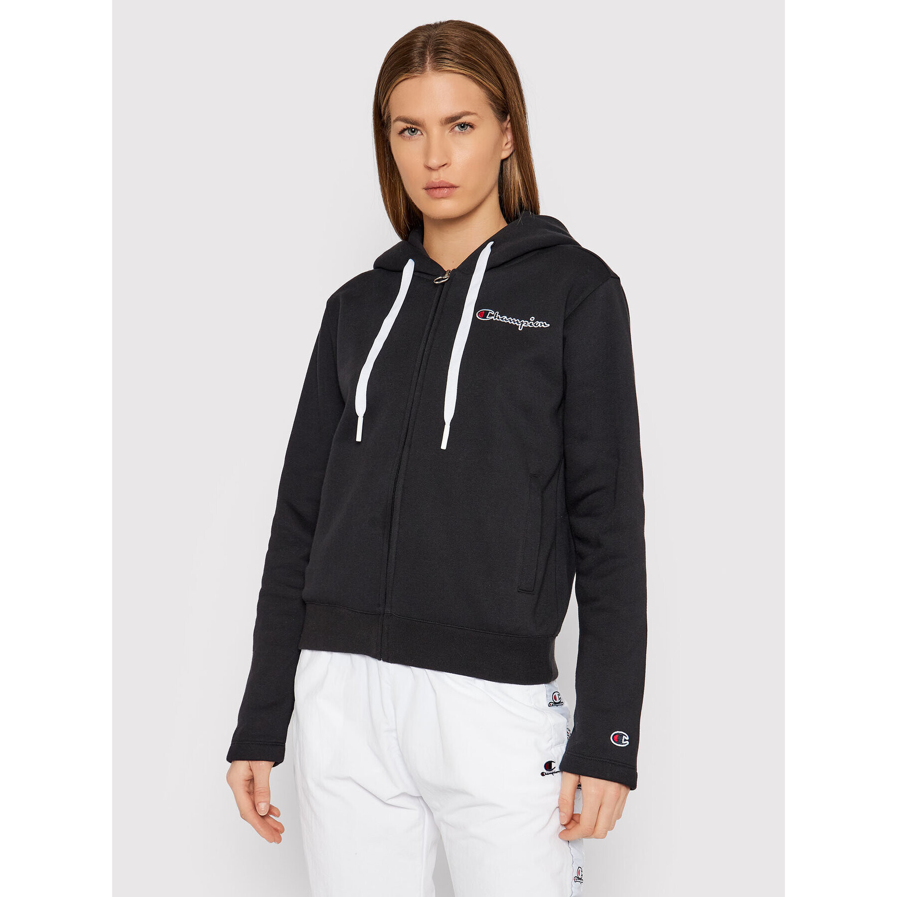 Champion Pulóver Script Logo 114464 Fekete Regular Fit - Pepit.hu