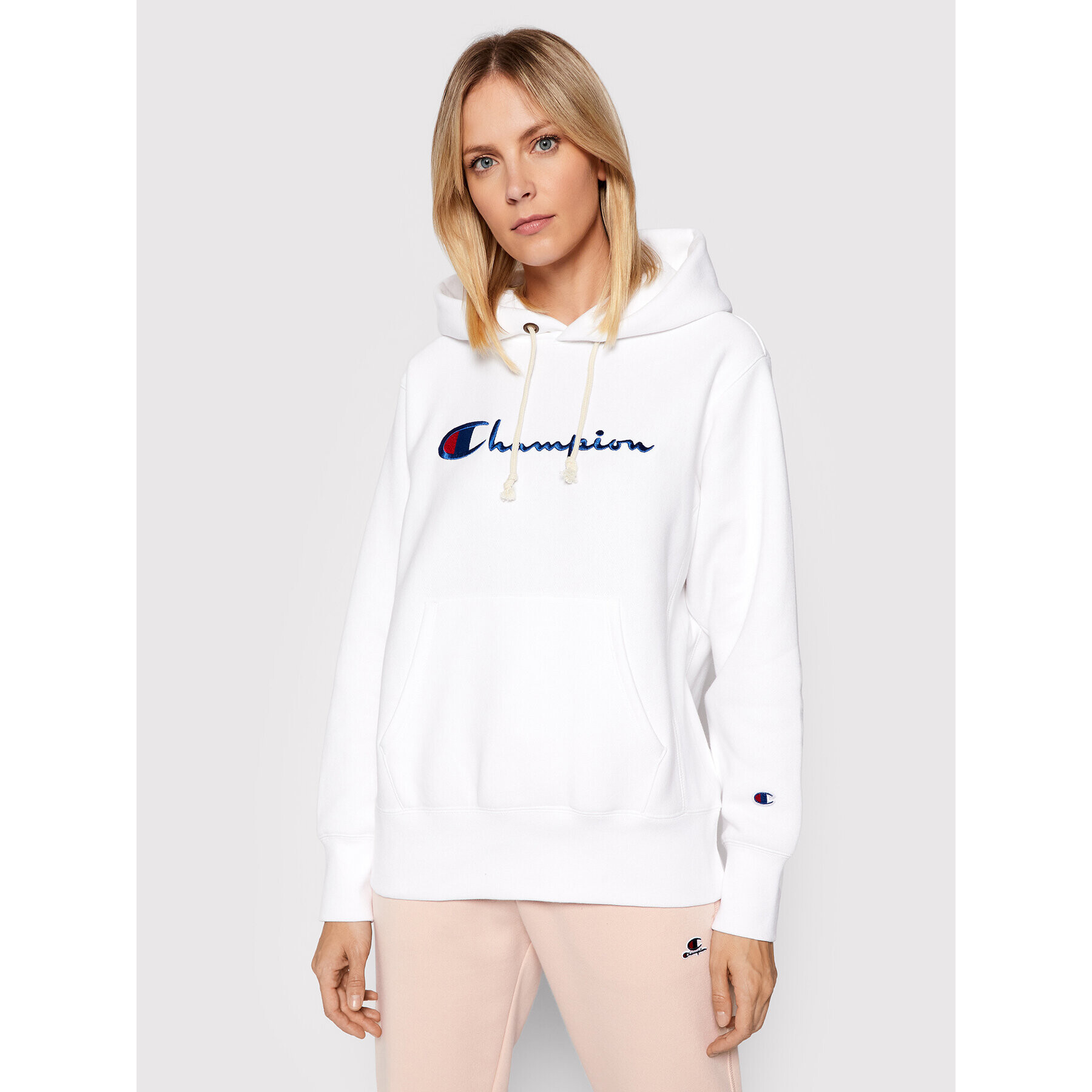 Champion Pulóver Script Logo 114788 Fehér Regular Fit - Pepit.hu