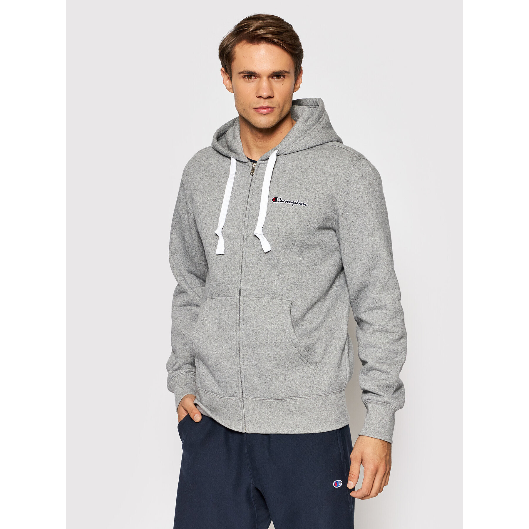 Champion Pulóver Small Script Logo 216477 Szürke Regular Fit - Pepit.hu