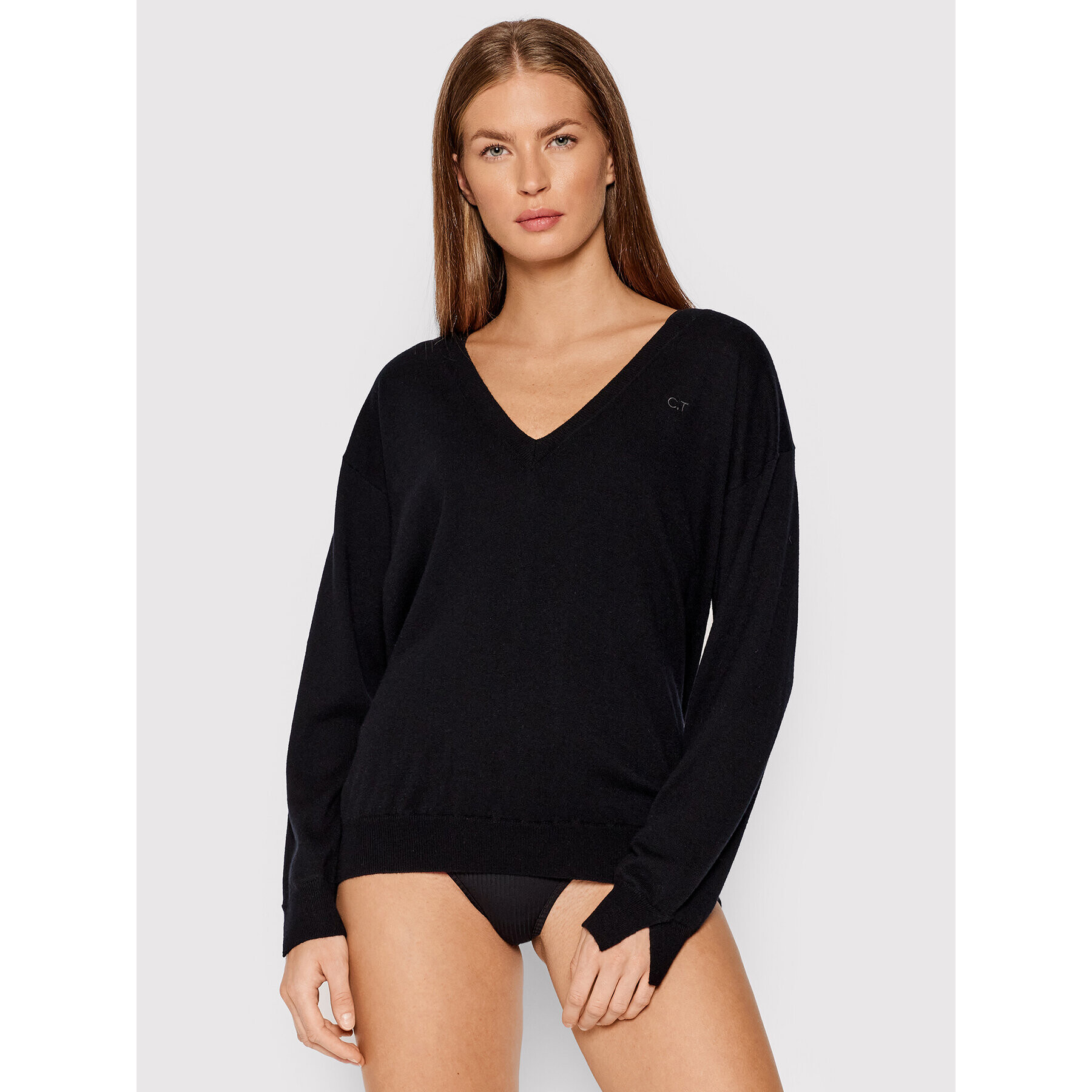 Chantal Thomass Sweater Suggestio TTK050 Fekete Regular Fit - Pepit.hu