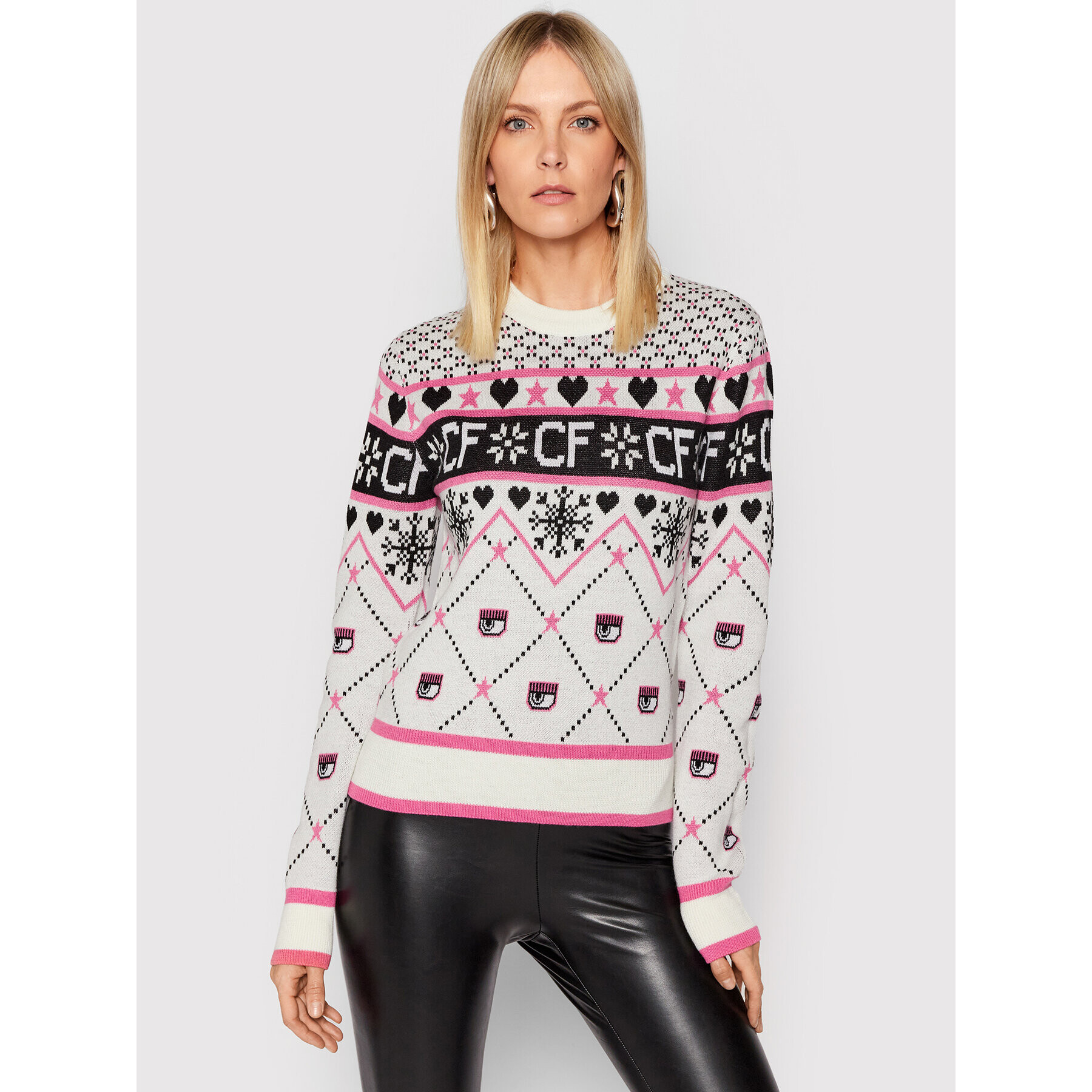 Chiara Ferragni Sweater 71CBFM25 Fehér Regular Fit - Pepit.hu