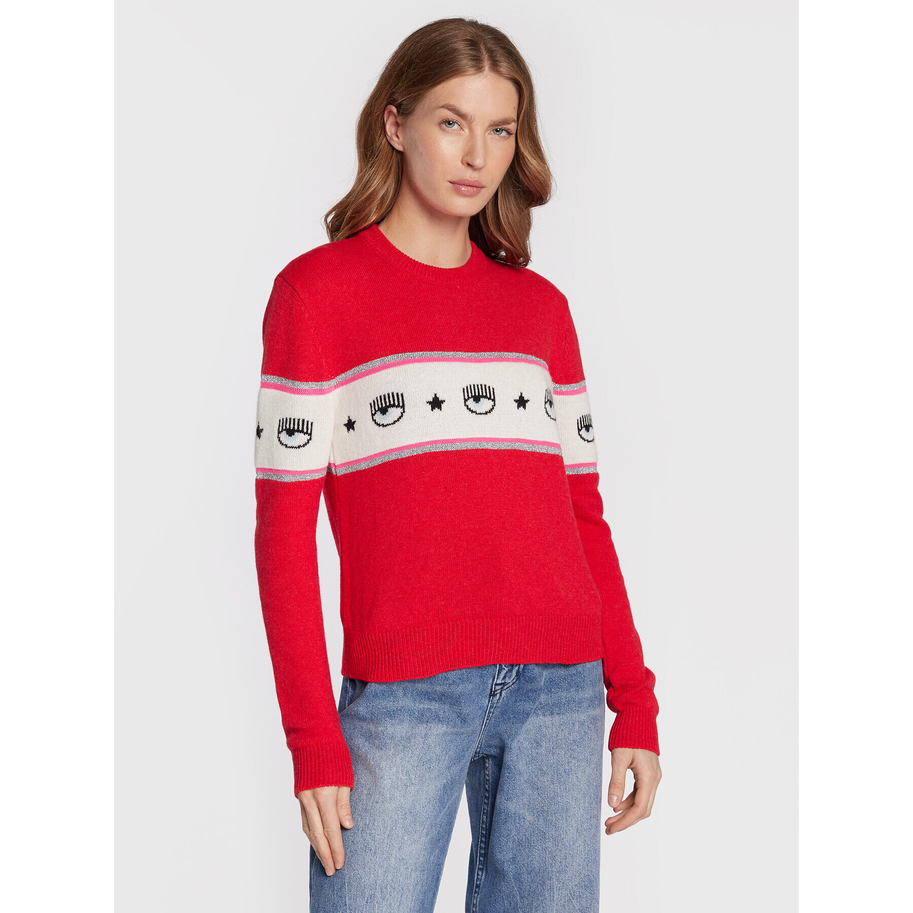 Chiara Ferragni Sweater 73CBFM24 Piros Regular Fit - Pepit.hu