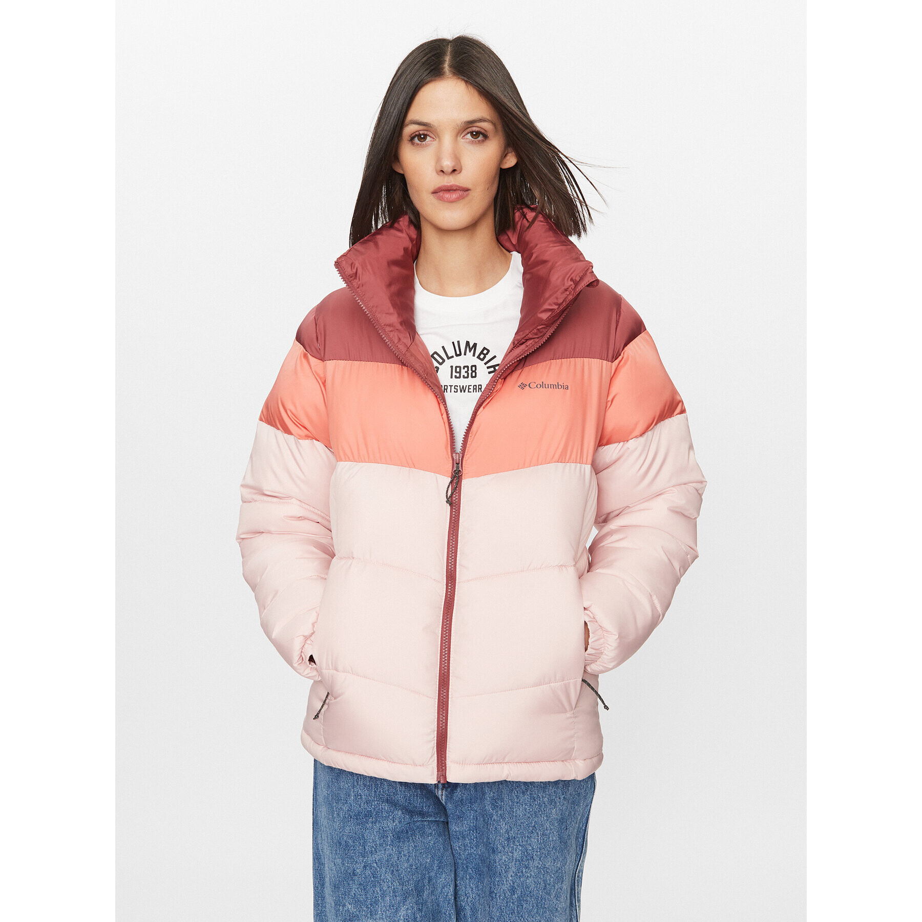 Columbia Pehelykabát Puffect™ Color Blocked Jacket Piros Regular Fit - Pepit.hu