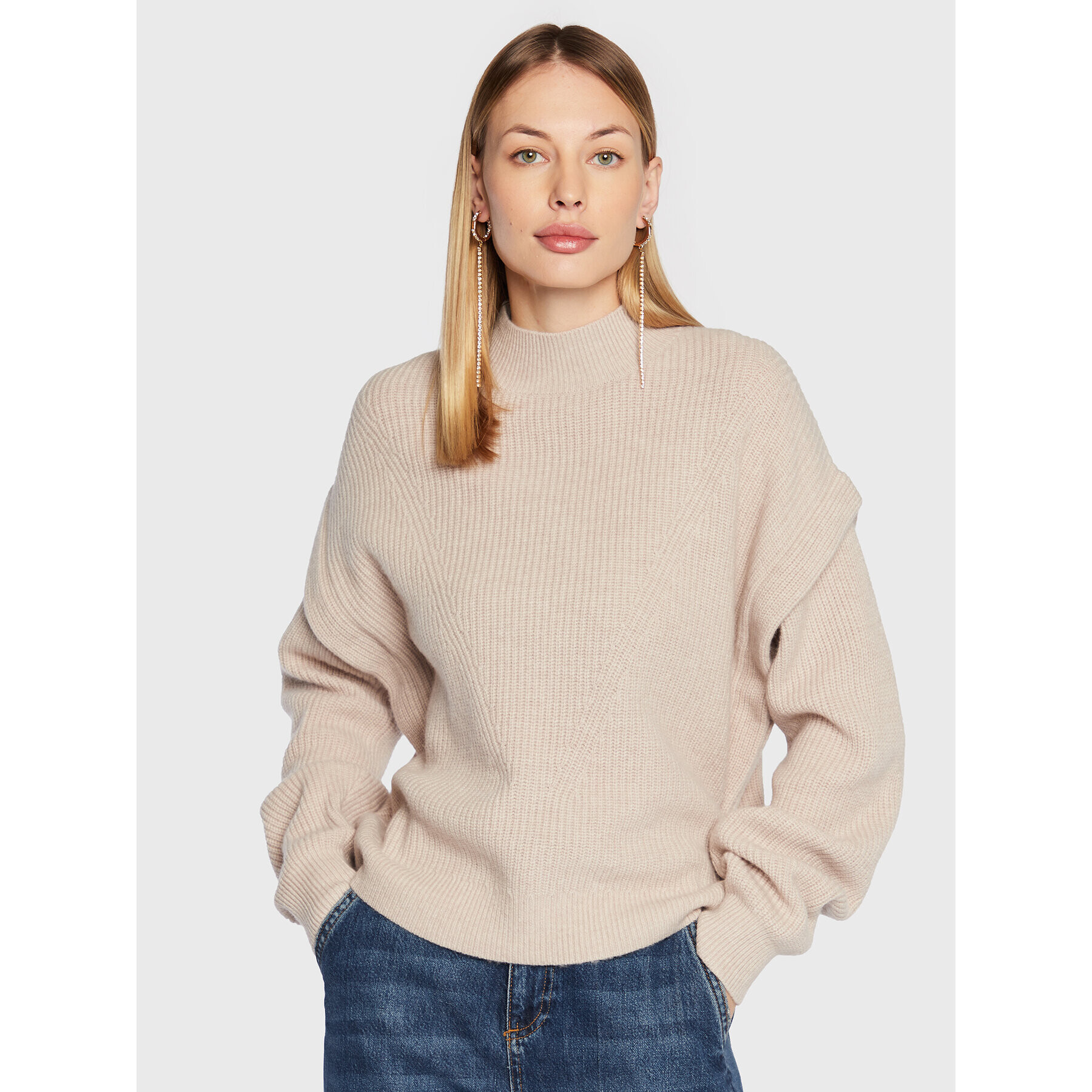 Comma Sweater 2120893 Bézs Relaxed Fit - Pepit.hu