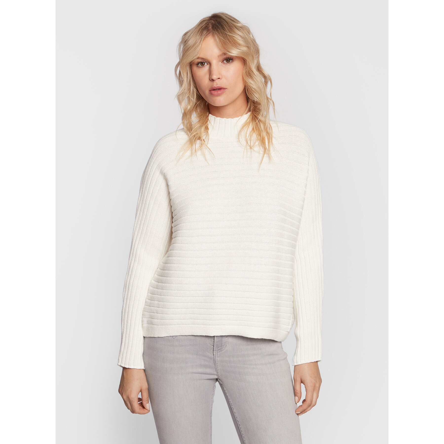 Comma Sweater 2121754 Fehér Relaxed Fit - Pepit.hu