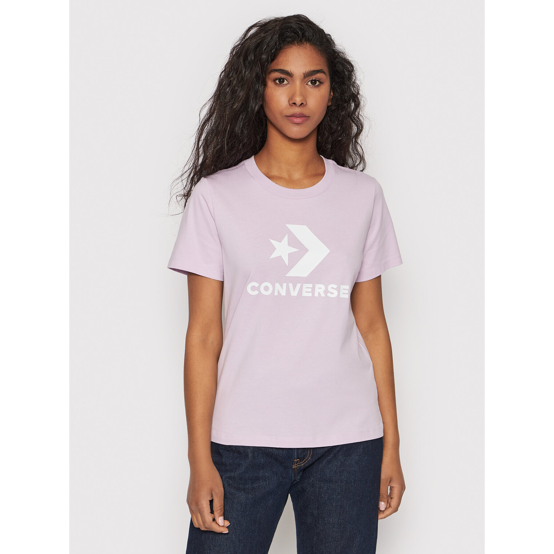 Converse Póló Boosted Star Chevron Crew Neck 10018569-A38 Lila Standard Fit - Pepit.hu