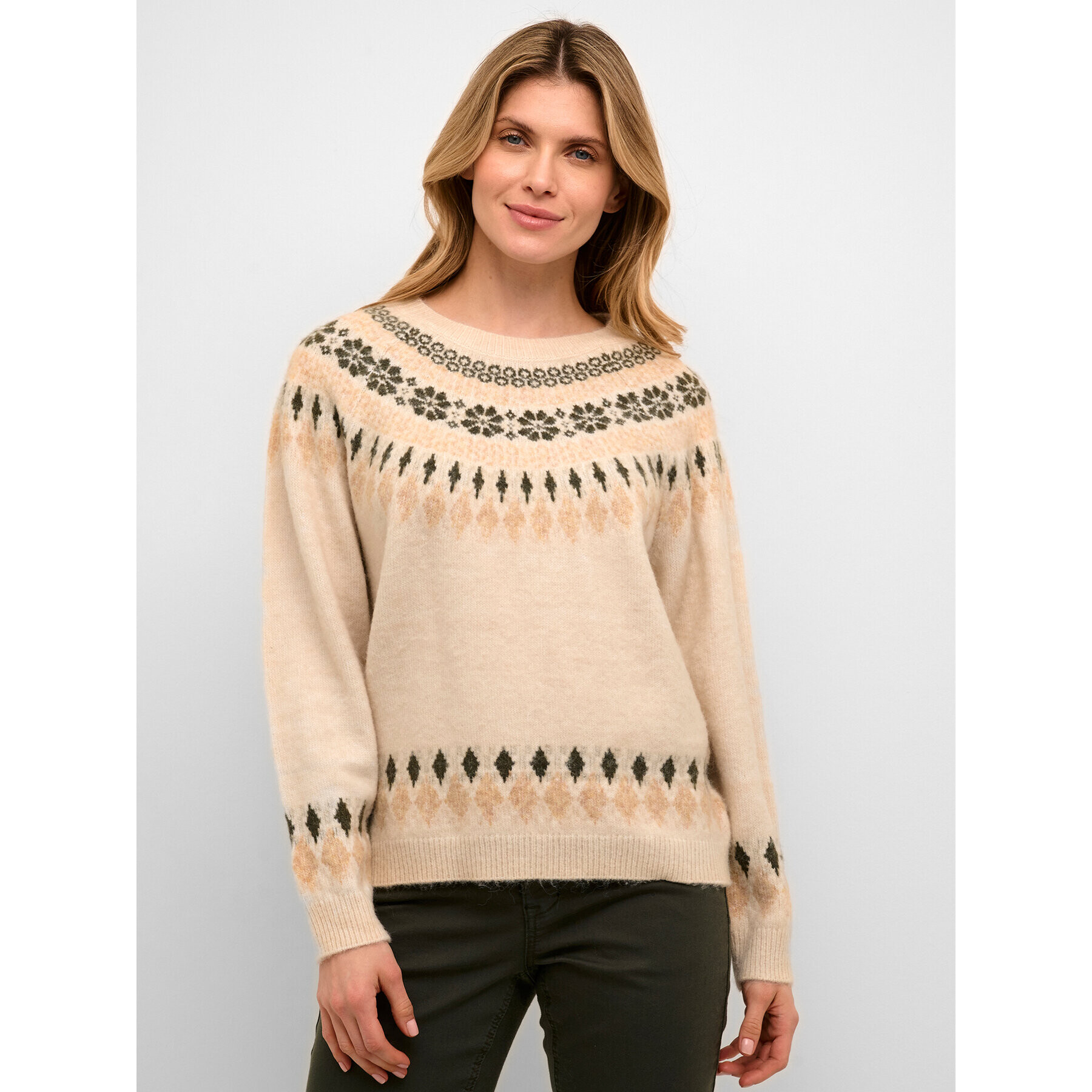 Cream Sweater Crcherry Knit 10610568 Bézs Loose Fit - Pepit.hu