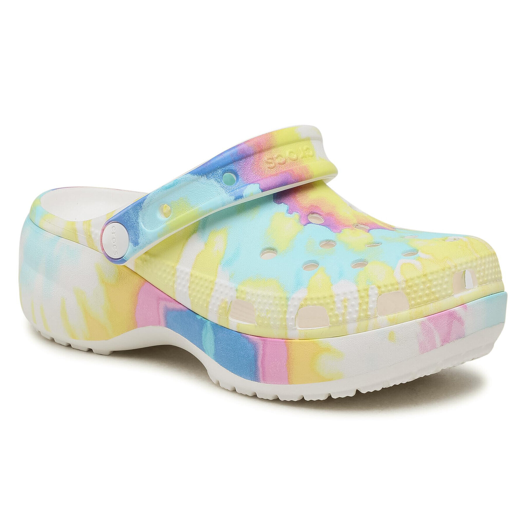 Crocs Papucs Classic Platform Tie Dye Graph Clgw 207151 Fehér - Pepit.hu