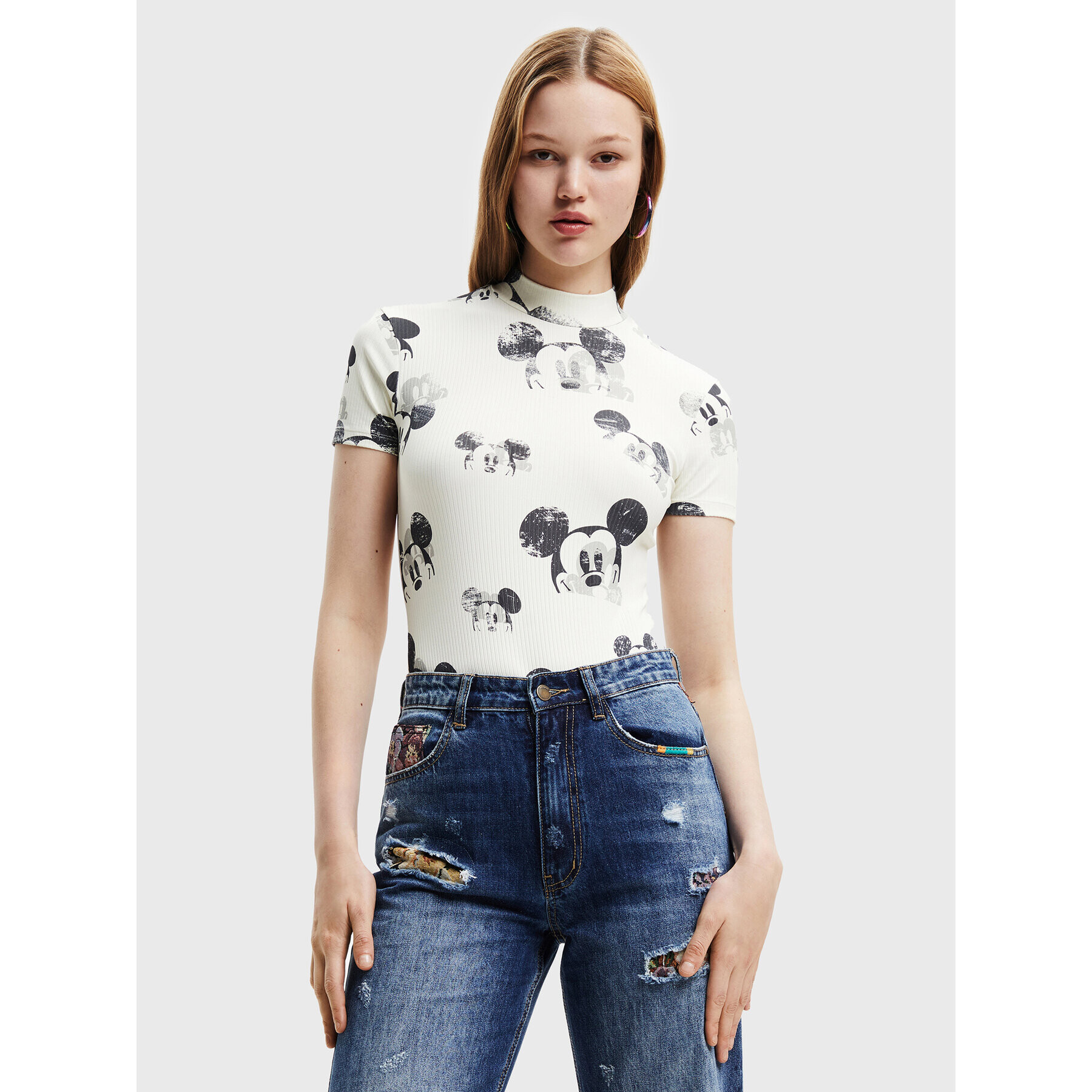 Desigual Body DISNEY Mickey 22WWQK08 Bézs Slim Fit - Pepit.hu