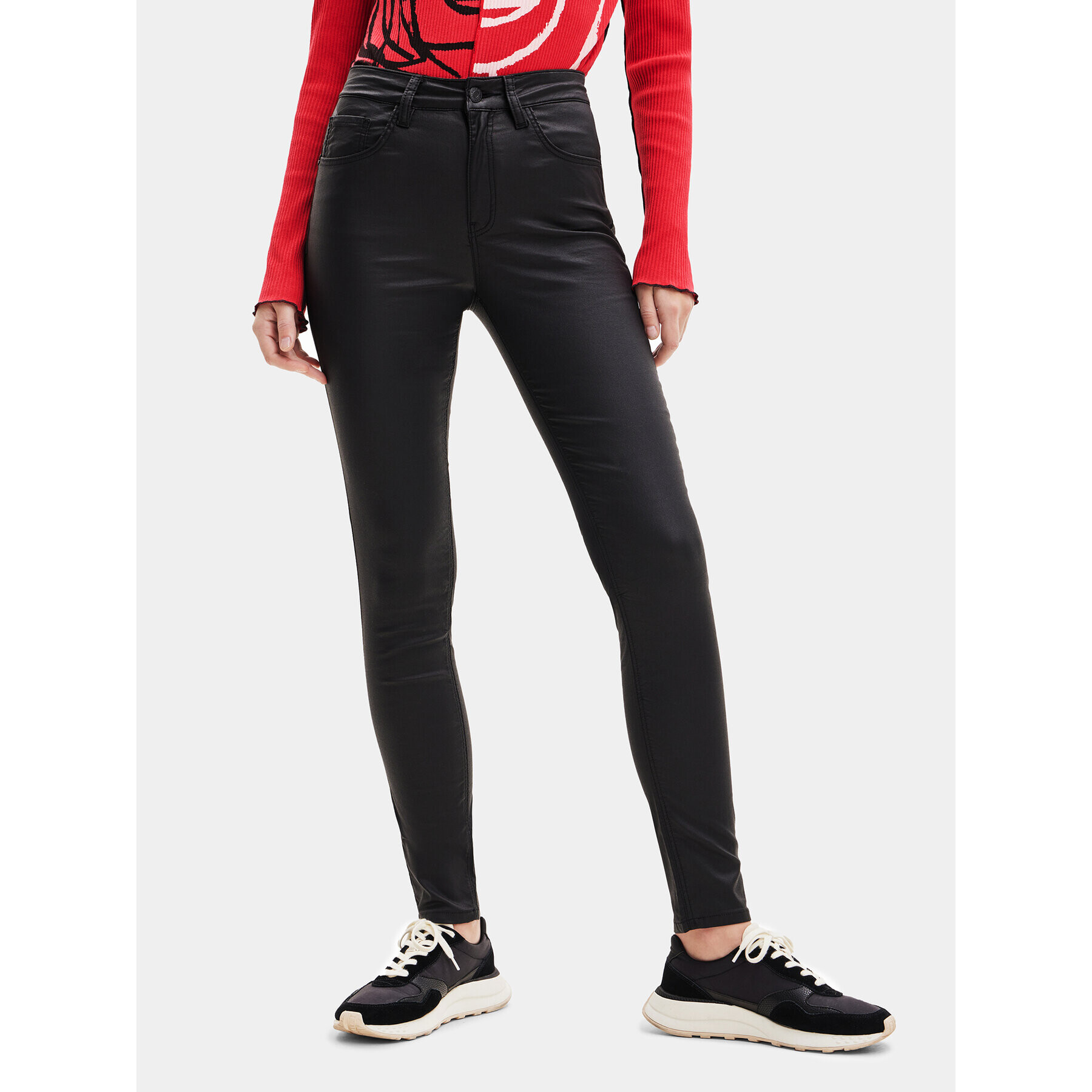 Desigual Bőrnadrág 23WWPW21 Fekete Slim Fit - Pepit.hu