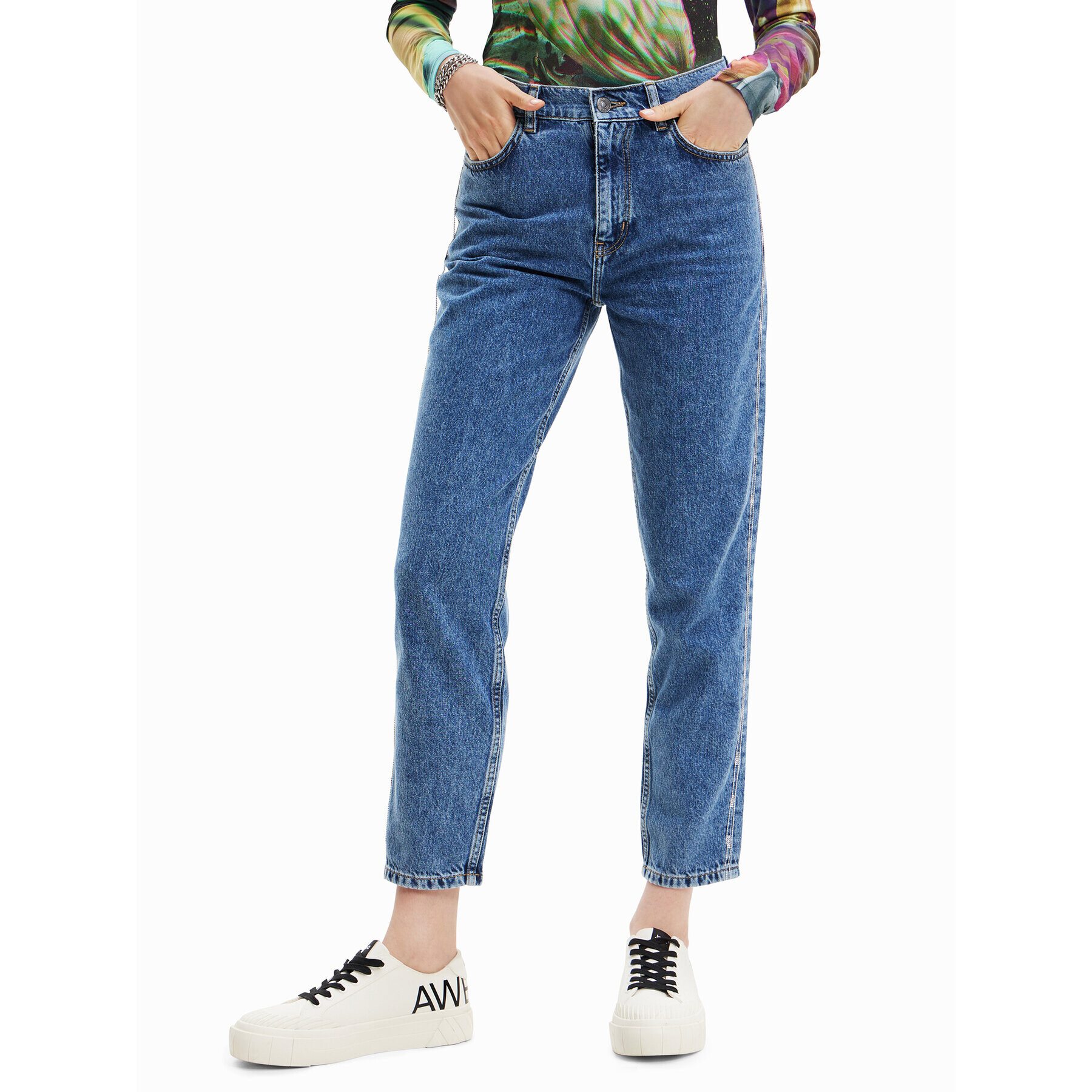 Desigual Farmer Mayo 23SWDD36 Kék Mom Fit - Pepit.hu