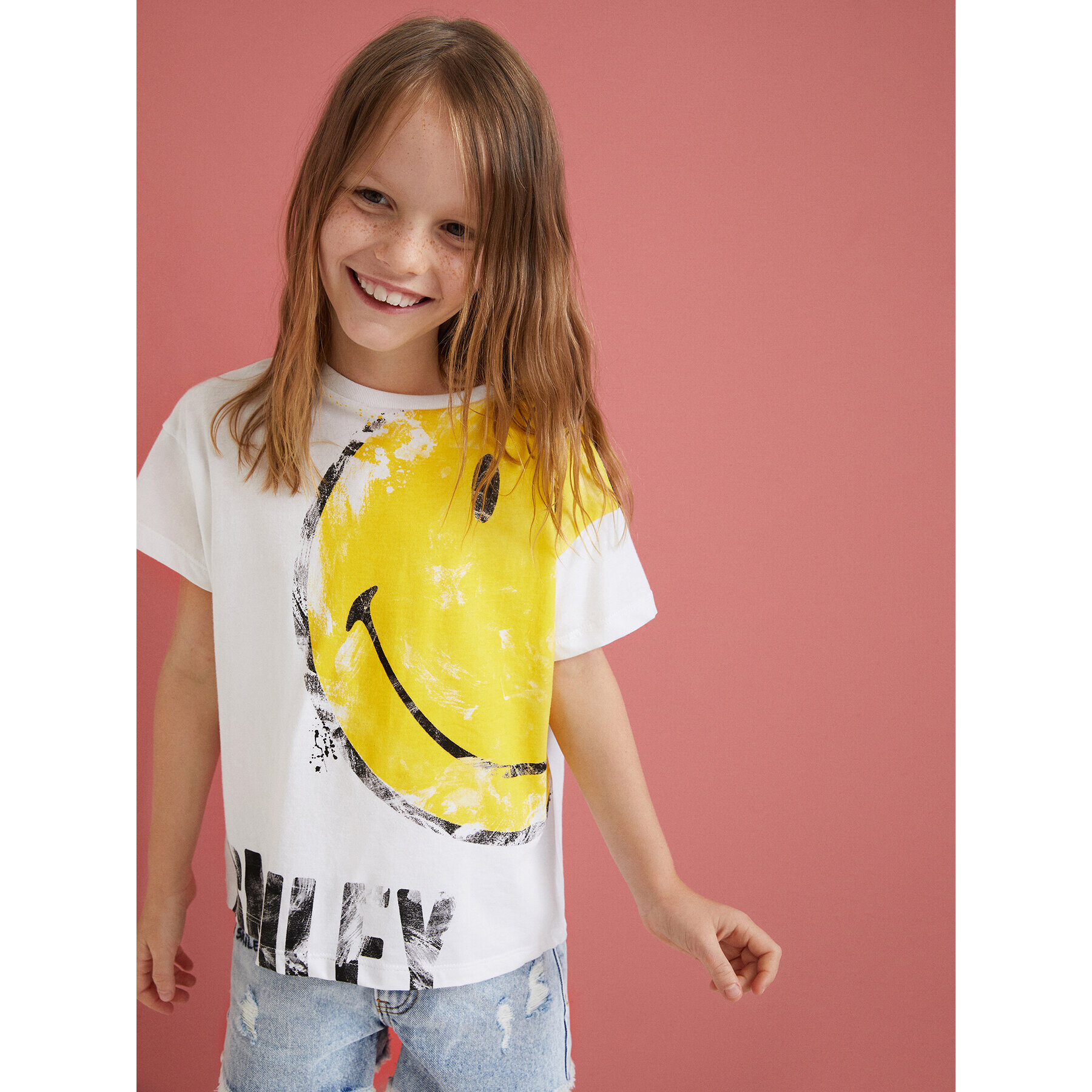 Desigual Póló SMILEY Hepburn 22SGTK13 Fehér Relaxed Fit - Pepit.hu