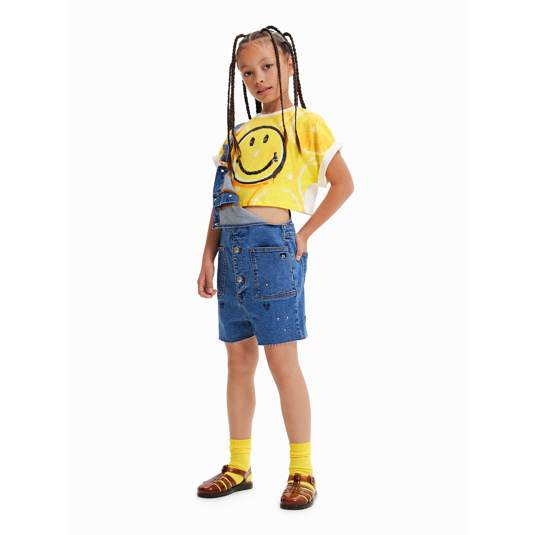 Desigual Póló SMILEY WORLD 23SGTK23 Sárga Flare Fit - Pepit.hu