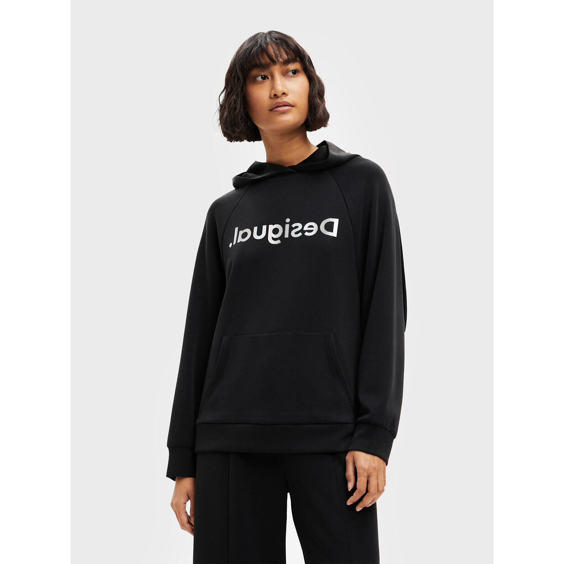 Desigual Pulóver Plata 22WWSK17 Fekete Oversize - Pepit.hu