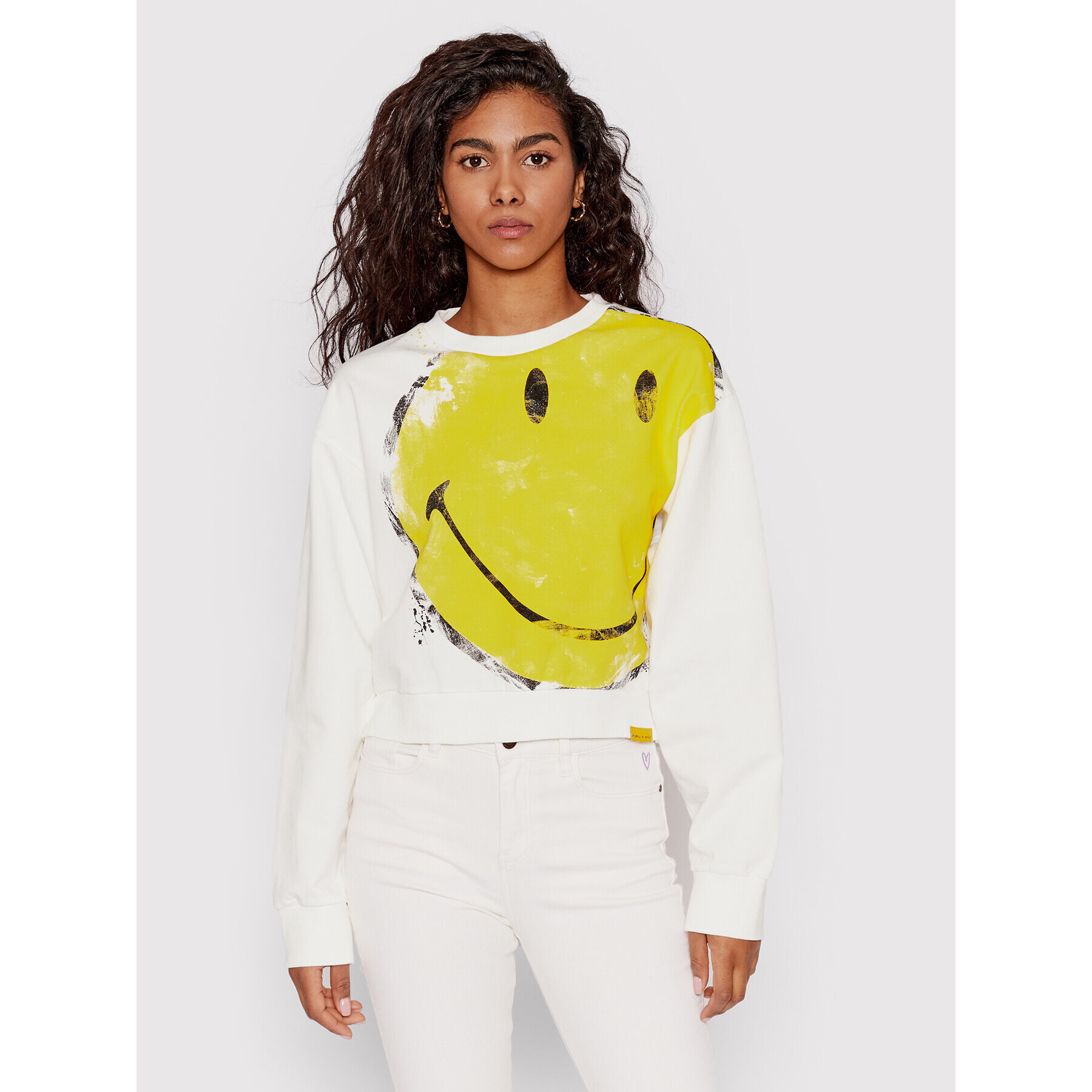 Desigual Pulóver SMILEY Amazonas 22SWSK34 Fehér Regular Fit - Pepit.hu