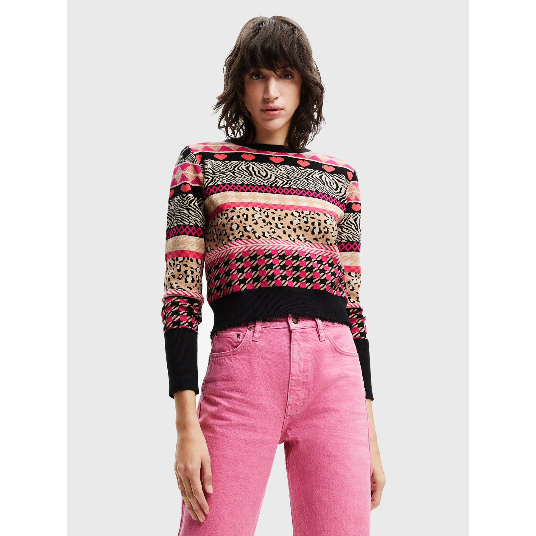 Desigual Sweater Aspen 22WWJF72 Rózsaszín Regular Fit - Pepit.hu