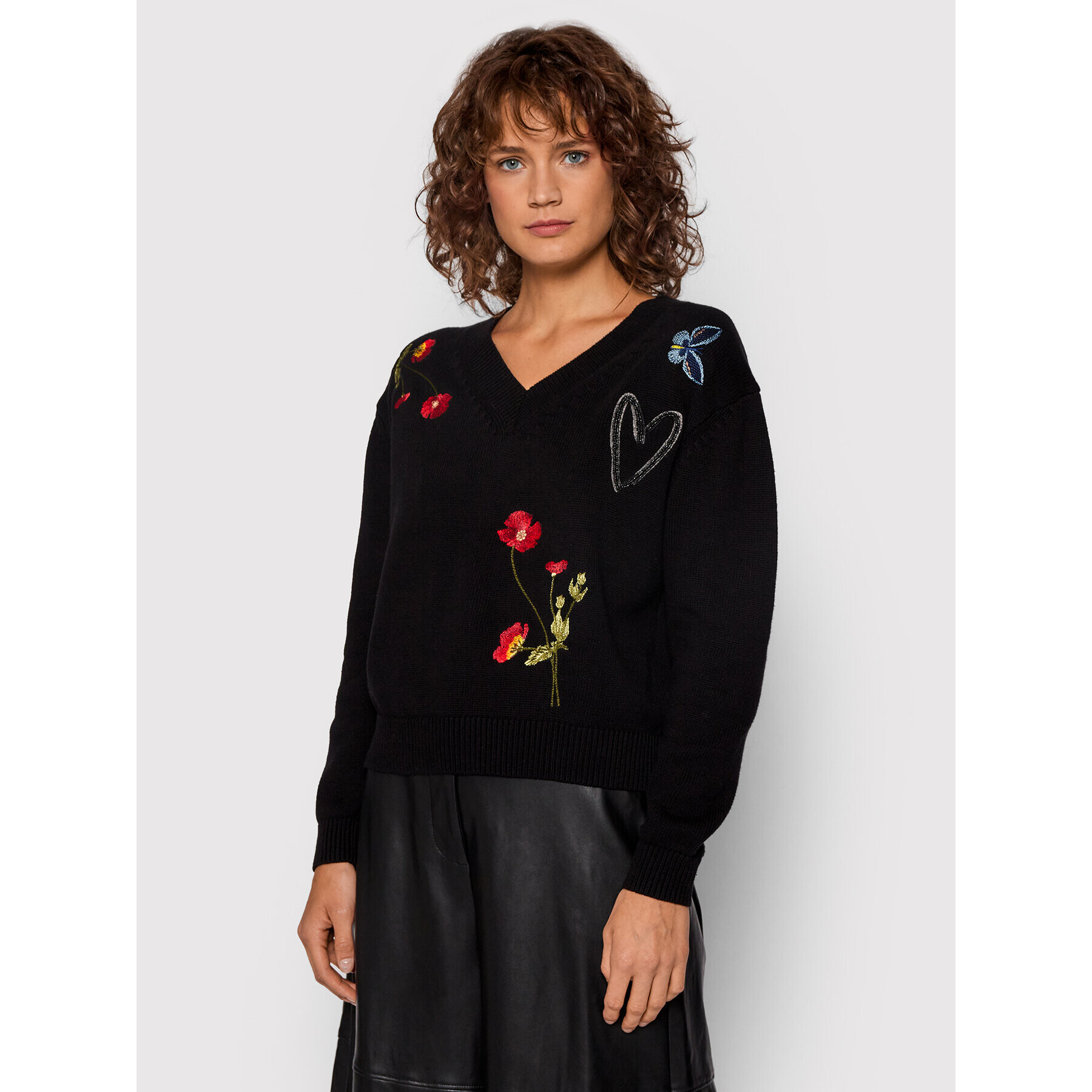 Desigual Sweater Luca 21WWJFAM Fekete Regular Fit - Pepit.hu