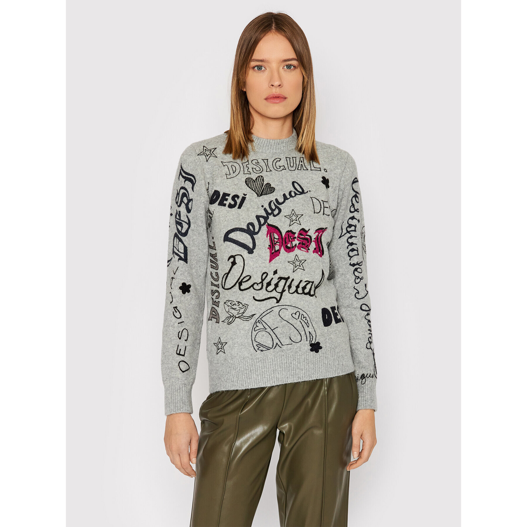 Desigual Sweater Paloma 21WWJFAE Szürke Regular Fit - Pepit.hu