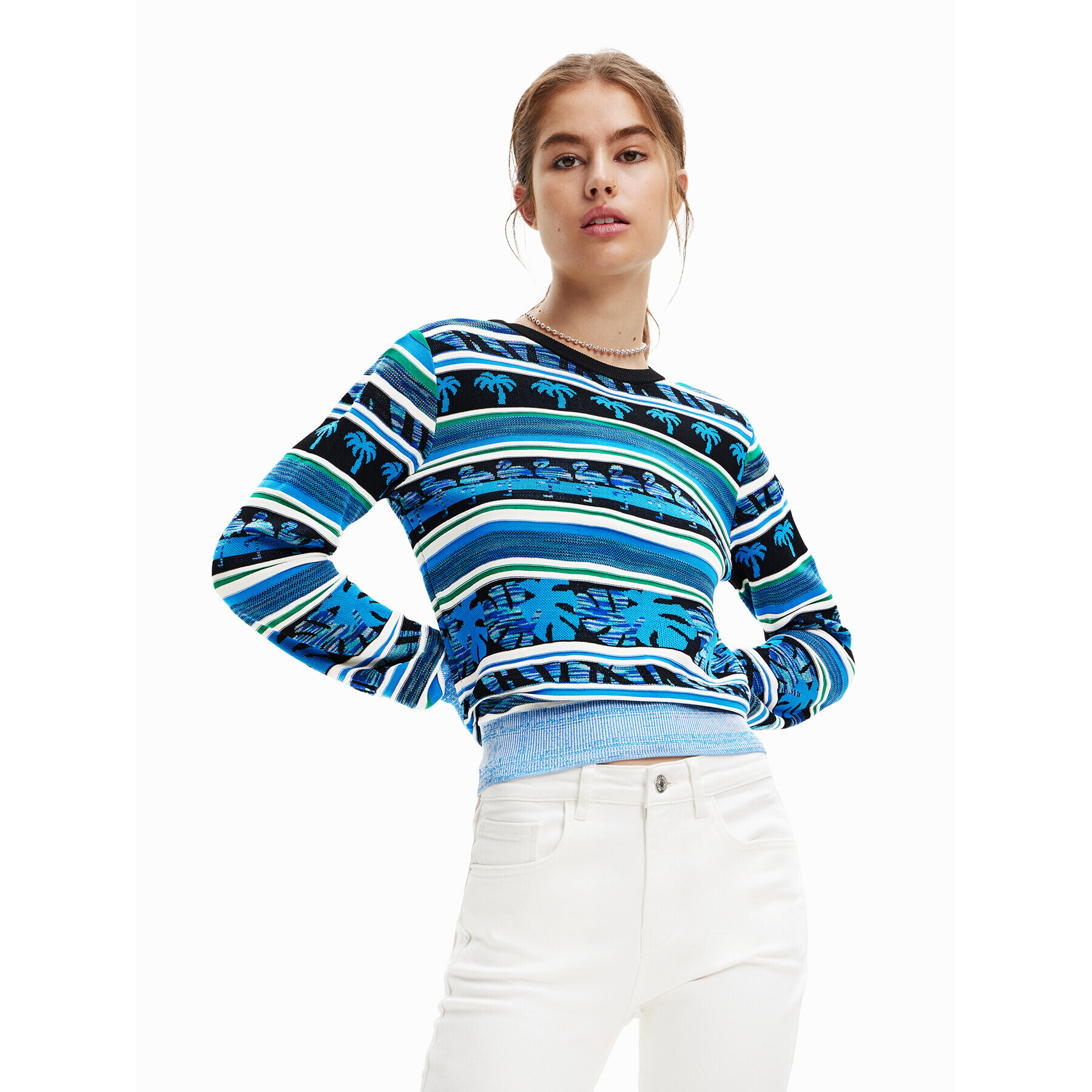 Desigual Sweater Rainforest 23SWJF27 Kék Regular Fit - Pepit.hu