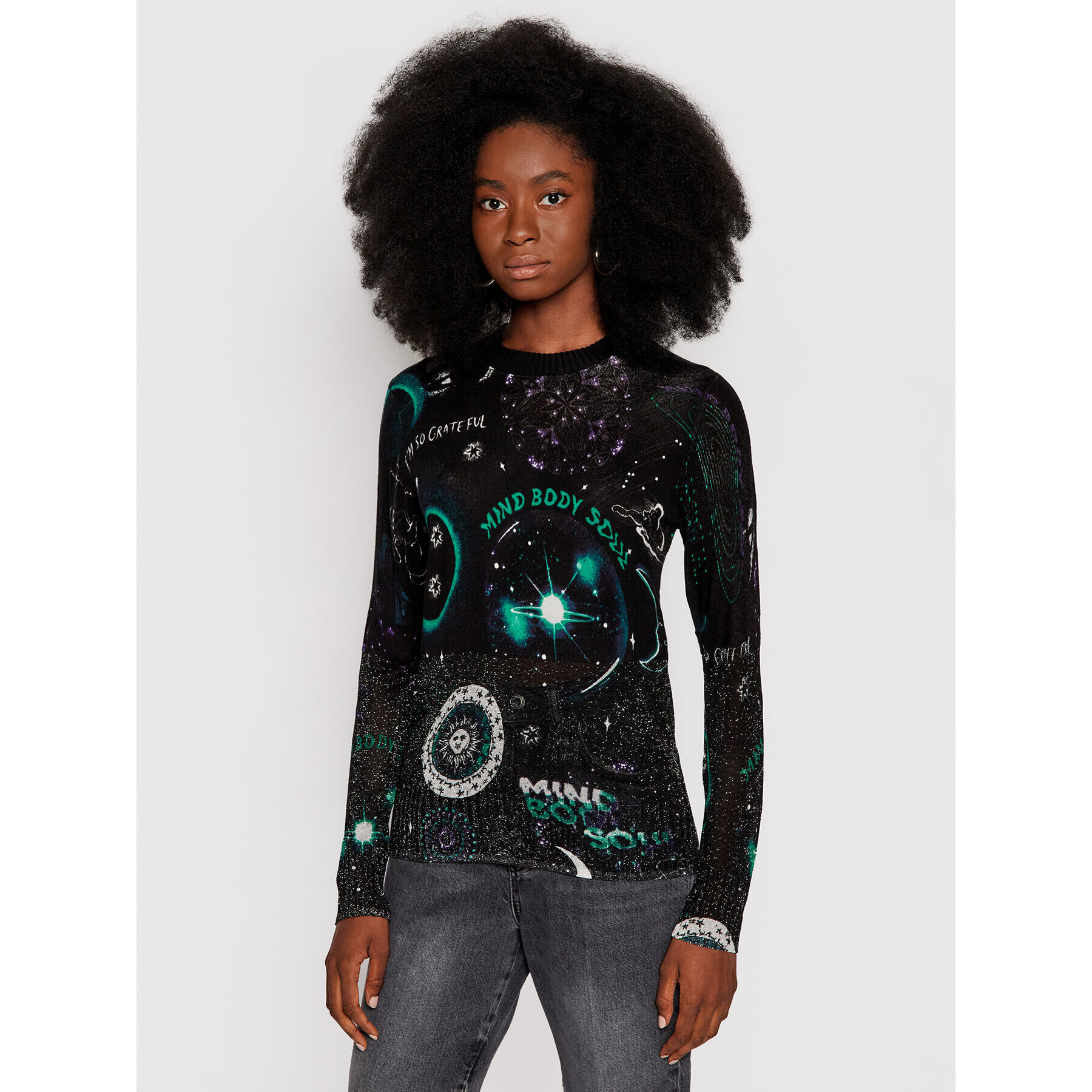 Desigual Sweater Toronto 21WWJF60 Fekete Regular Fit - Pepit.hu