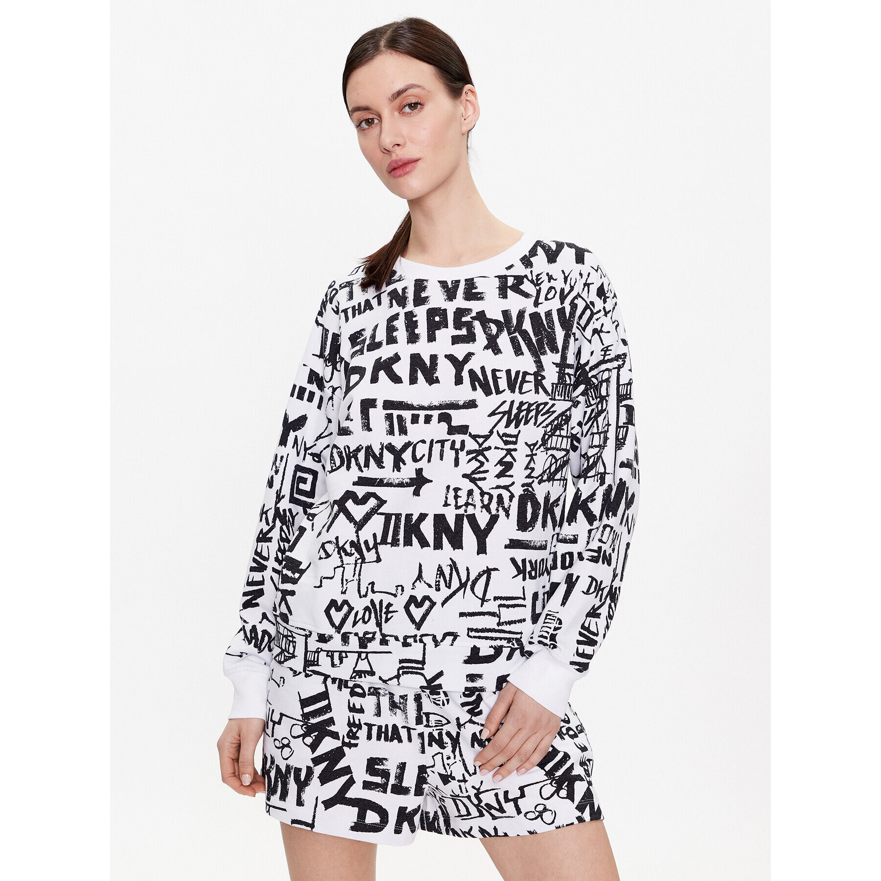 DKNY Pizsama felső YI2122629 Fehér Regular Fit - Pepit.hu