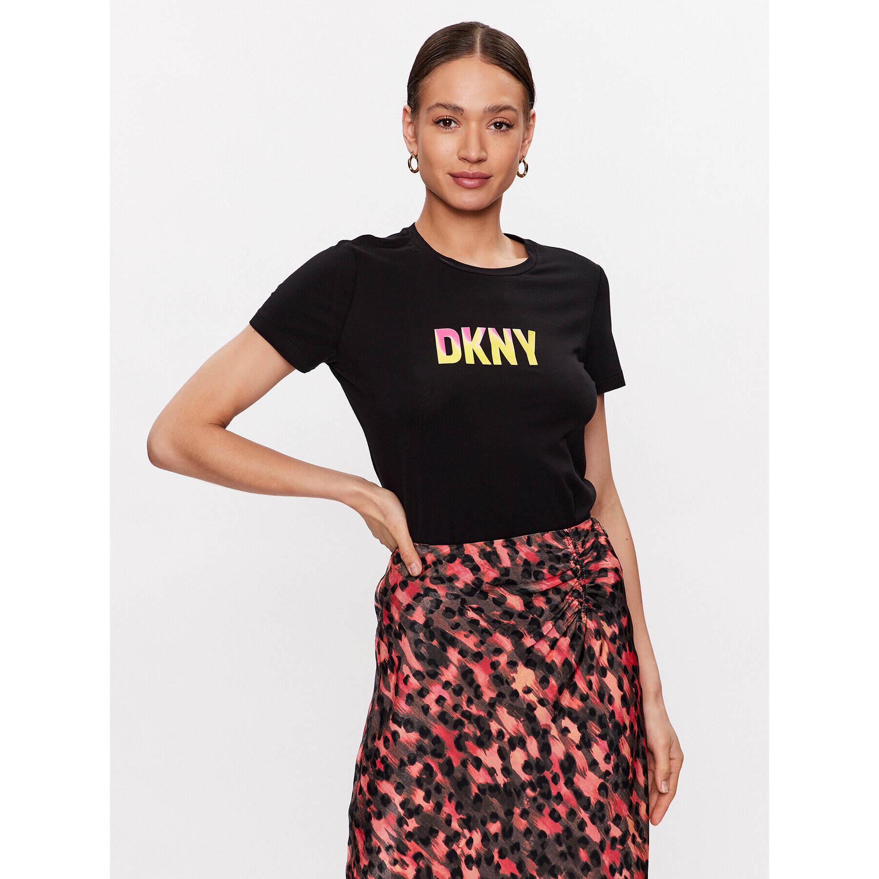 DKNY Póló P3BHDDNA Fekete Regular Fit - Pepit.hu