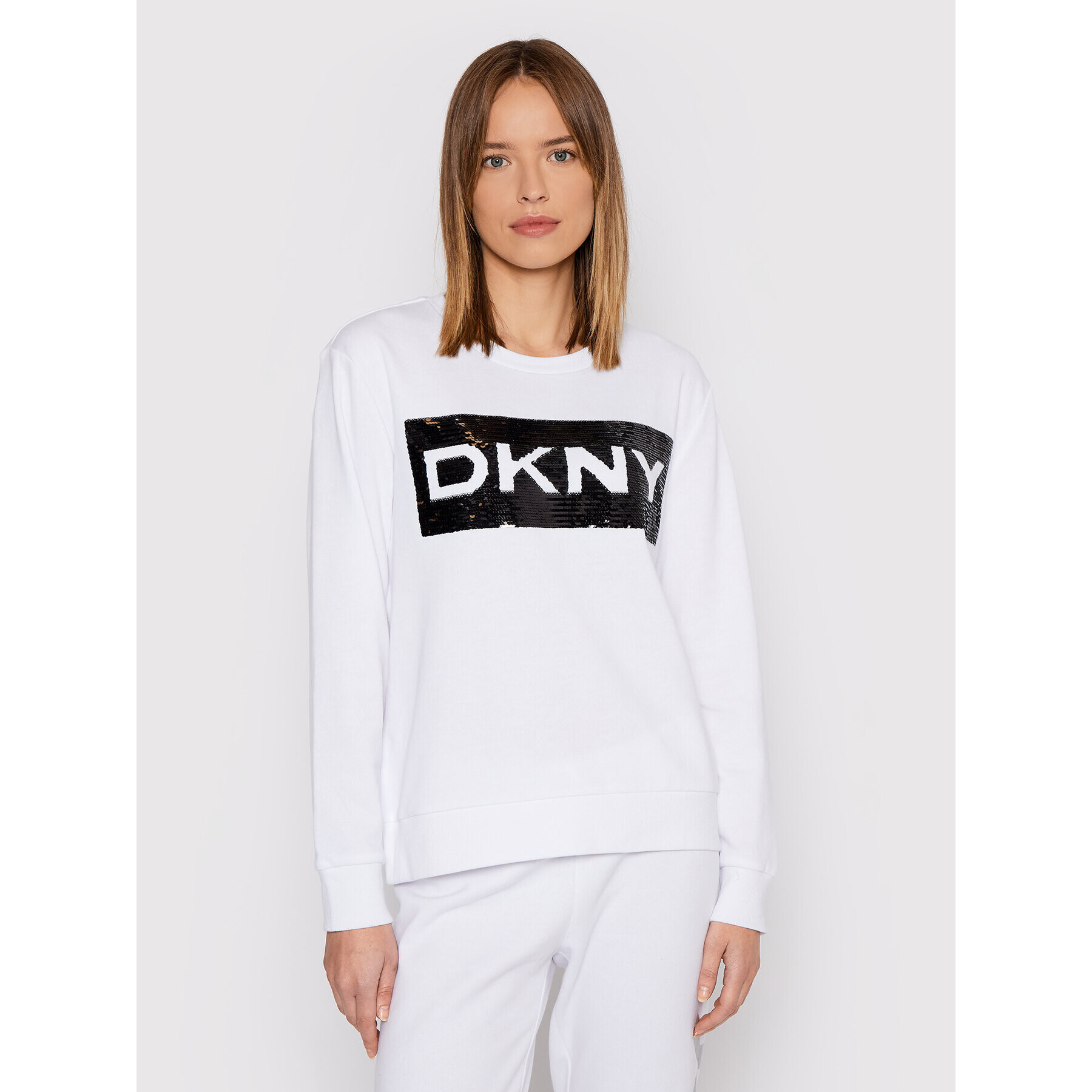 DKNY Pulóver P1MPEB2R Fehér Regular Fit - Pepit.hu