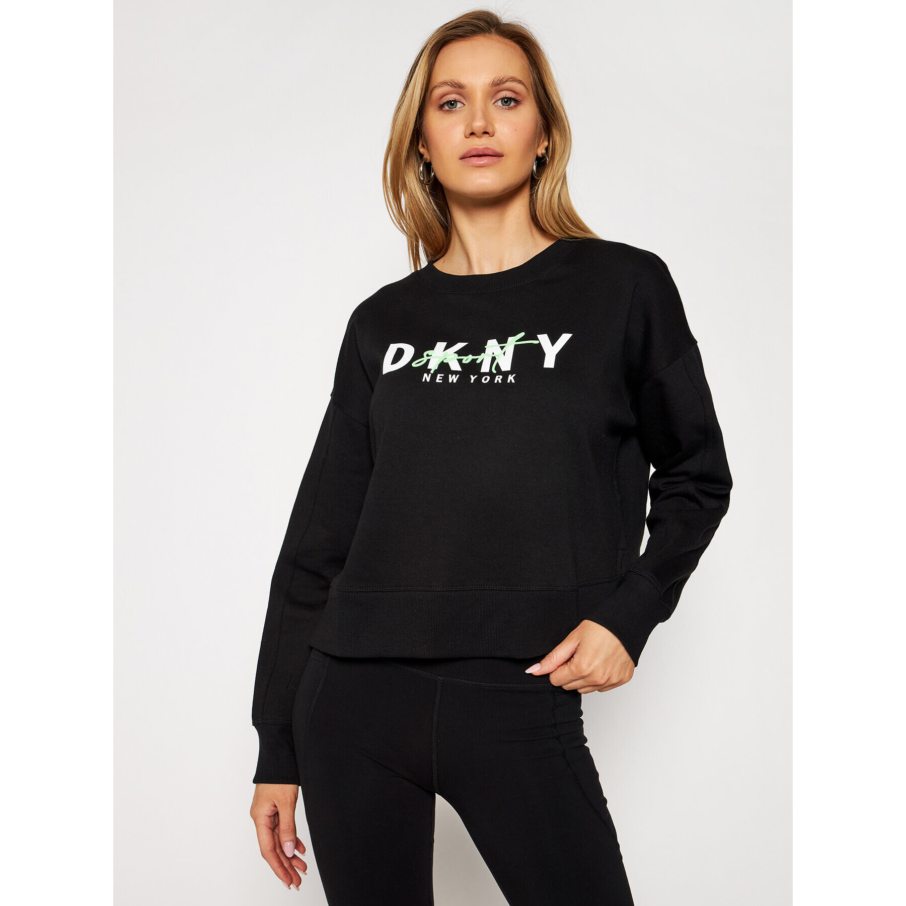 DKNY Sport Pulóver DP0T7848 Fekete Loose Fit - Pepit.hu