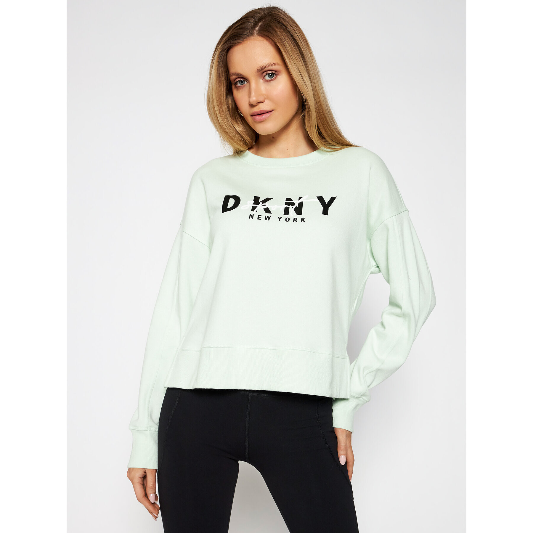 DKNY Sport Pulóver DP0T7848 Zöld Loose Fit - Pepit.hu