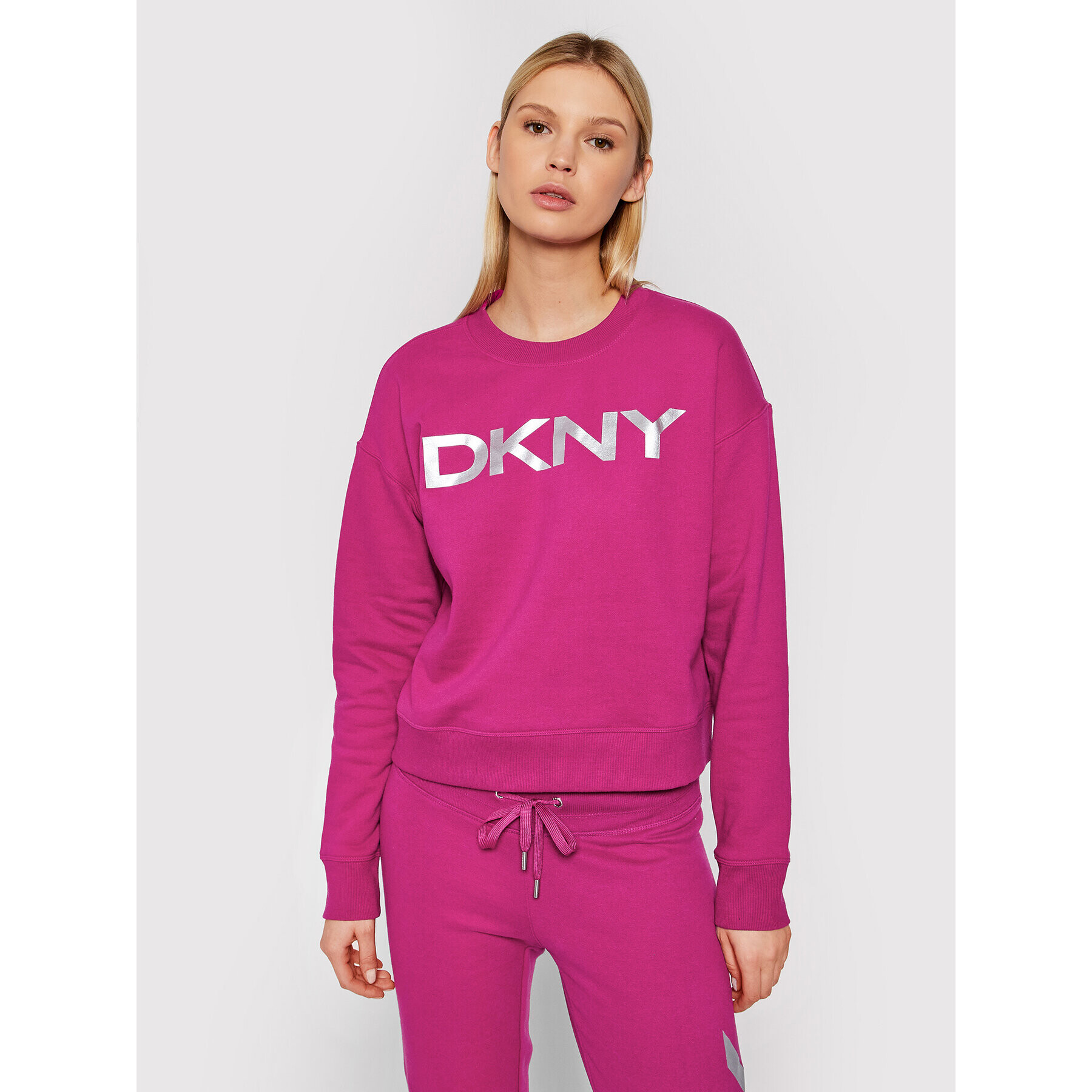 DKNY Sport Pulóver DP1T7974 Rózsaszín Relaxed Fit - Pepit.hu