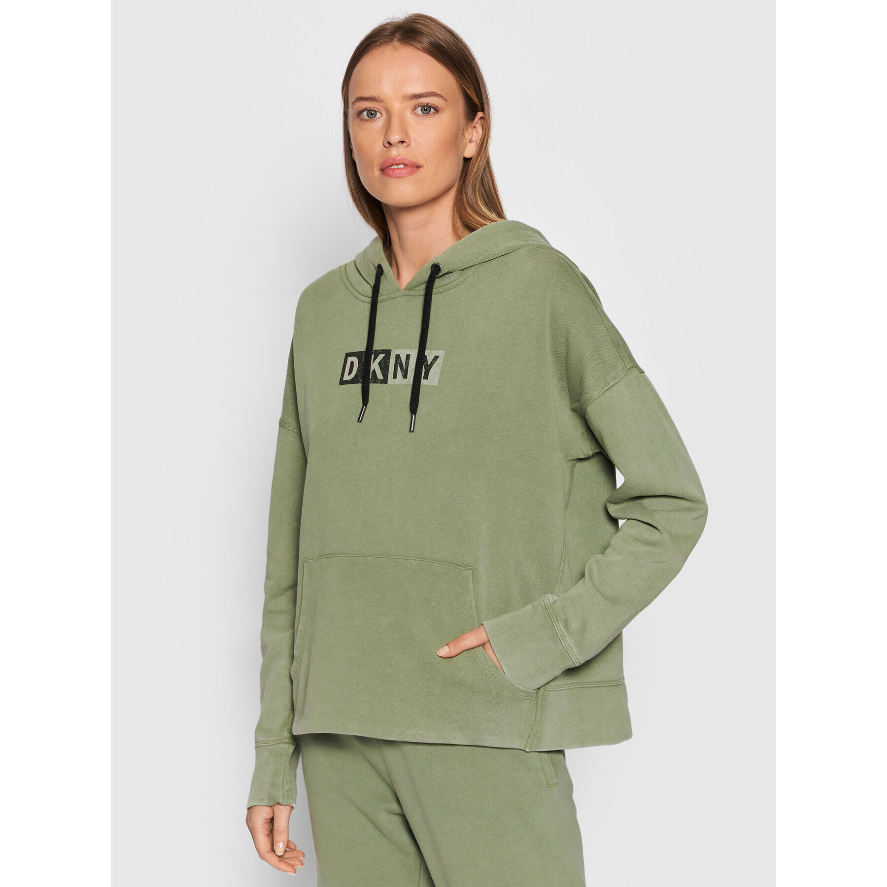 DKNY Sport Pulóver DP1T8326 Zöld Relaxed Fit - Pepit.hu