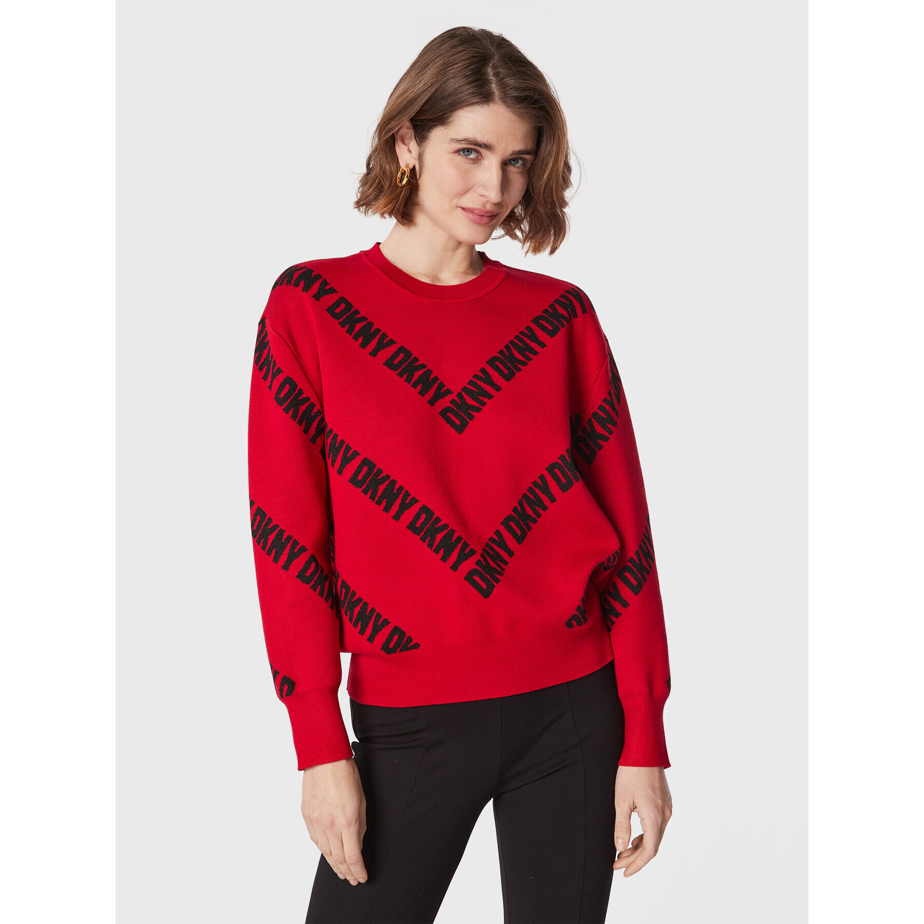 DKNY Sweater P2MSAB42 Piros Relaxed Fit - Pepit.hu