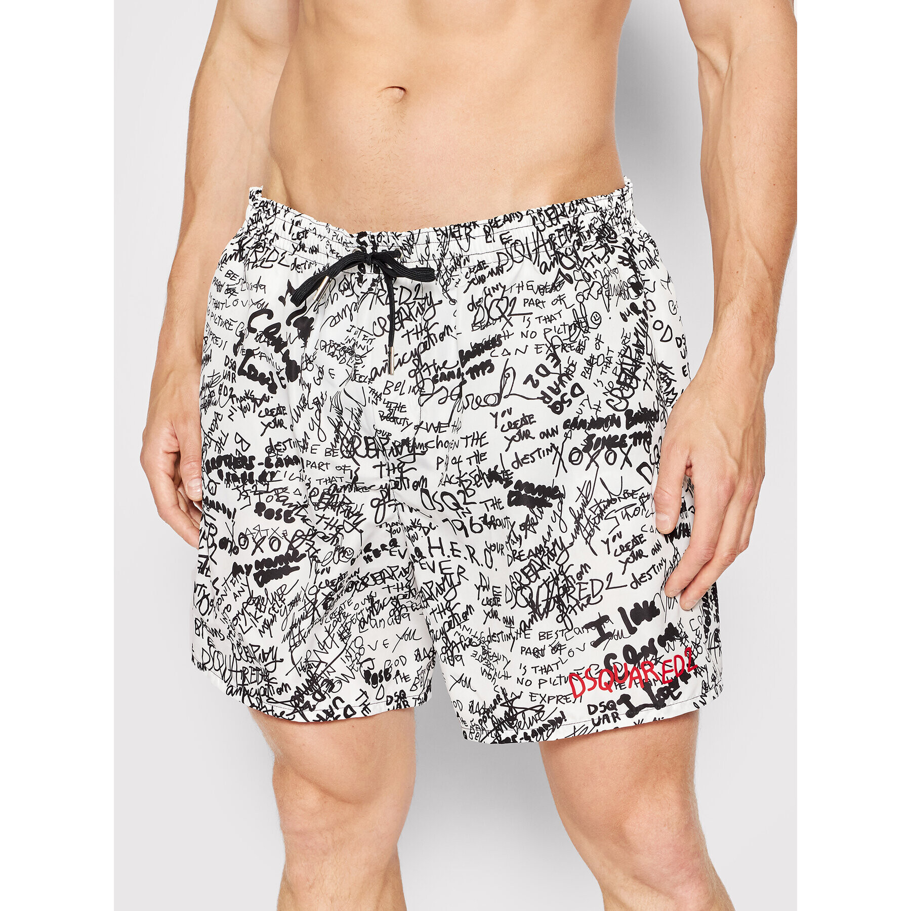 Dsquared2 Underwear Úszónadrág Scribbles Midi D7B544190 Fehér Regular Fit - Pepit.hu